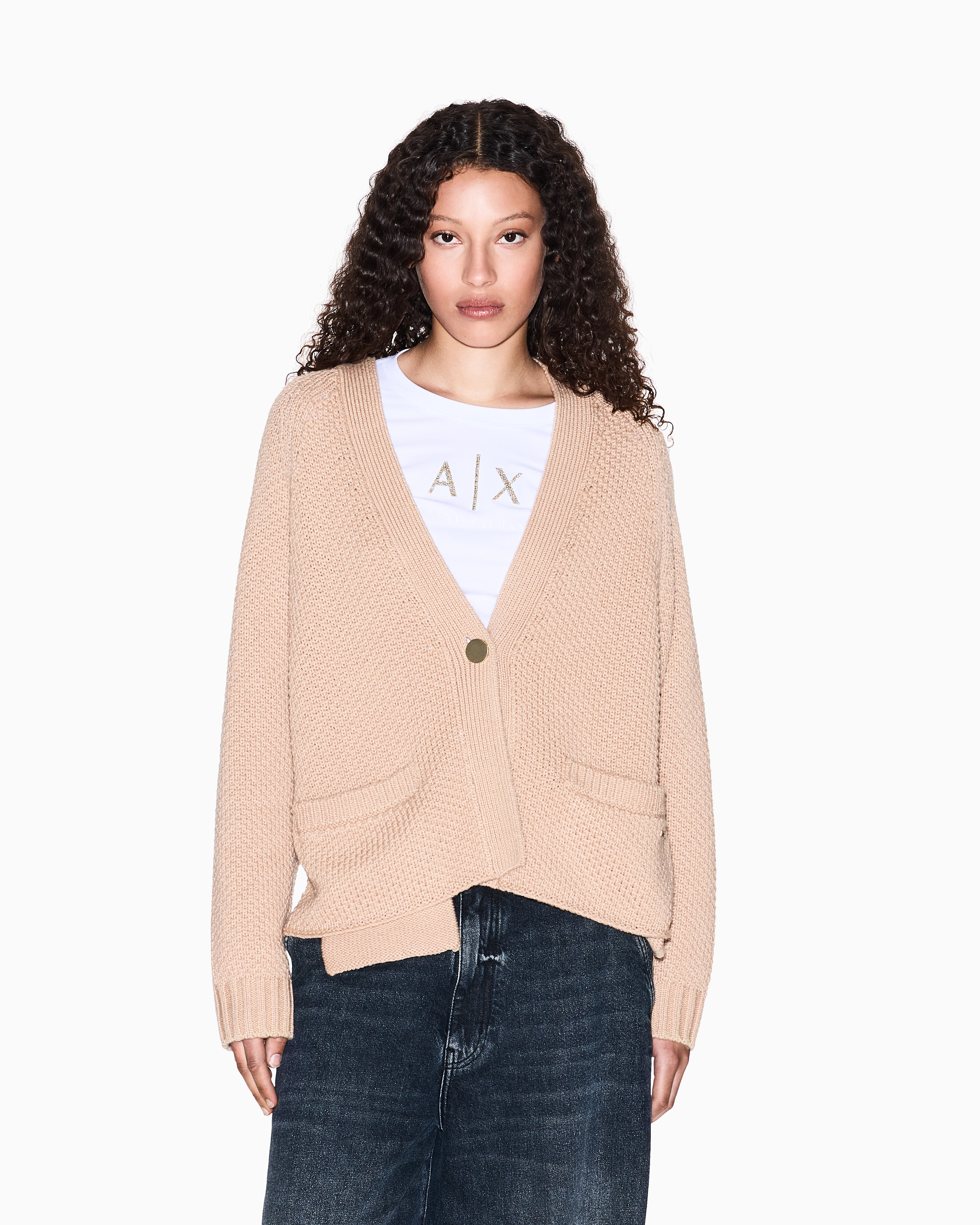 Armani Exchange - Cardigans, Woman, Camel, Size:
