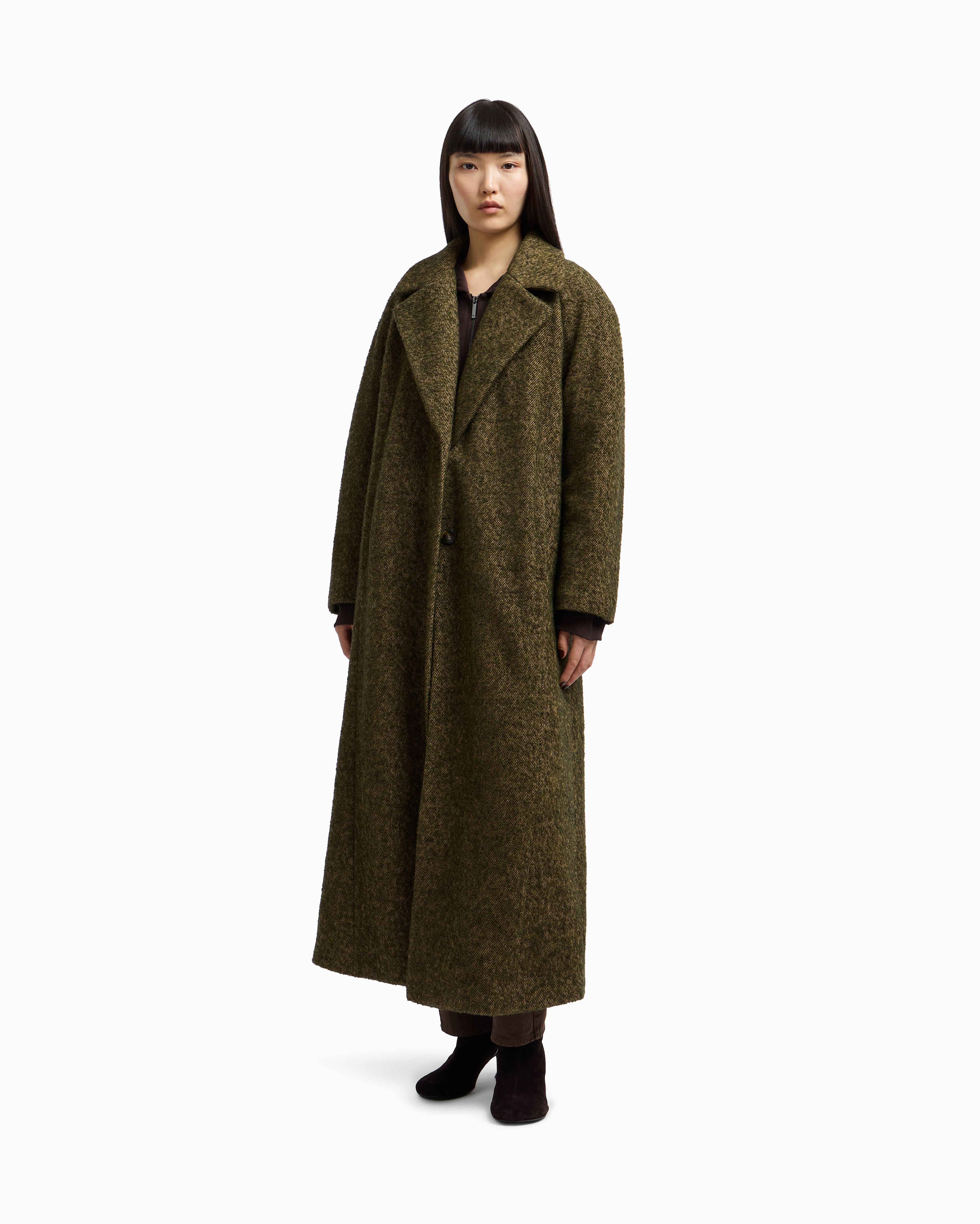 Emporio Armani - New York capsule collection bouclé wool-blend coat, Woman, Green, Size: