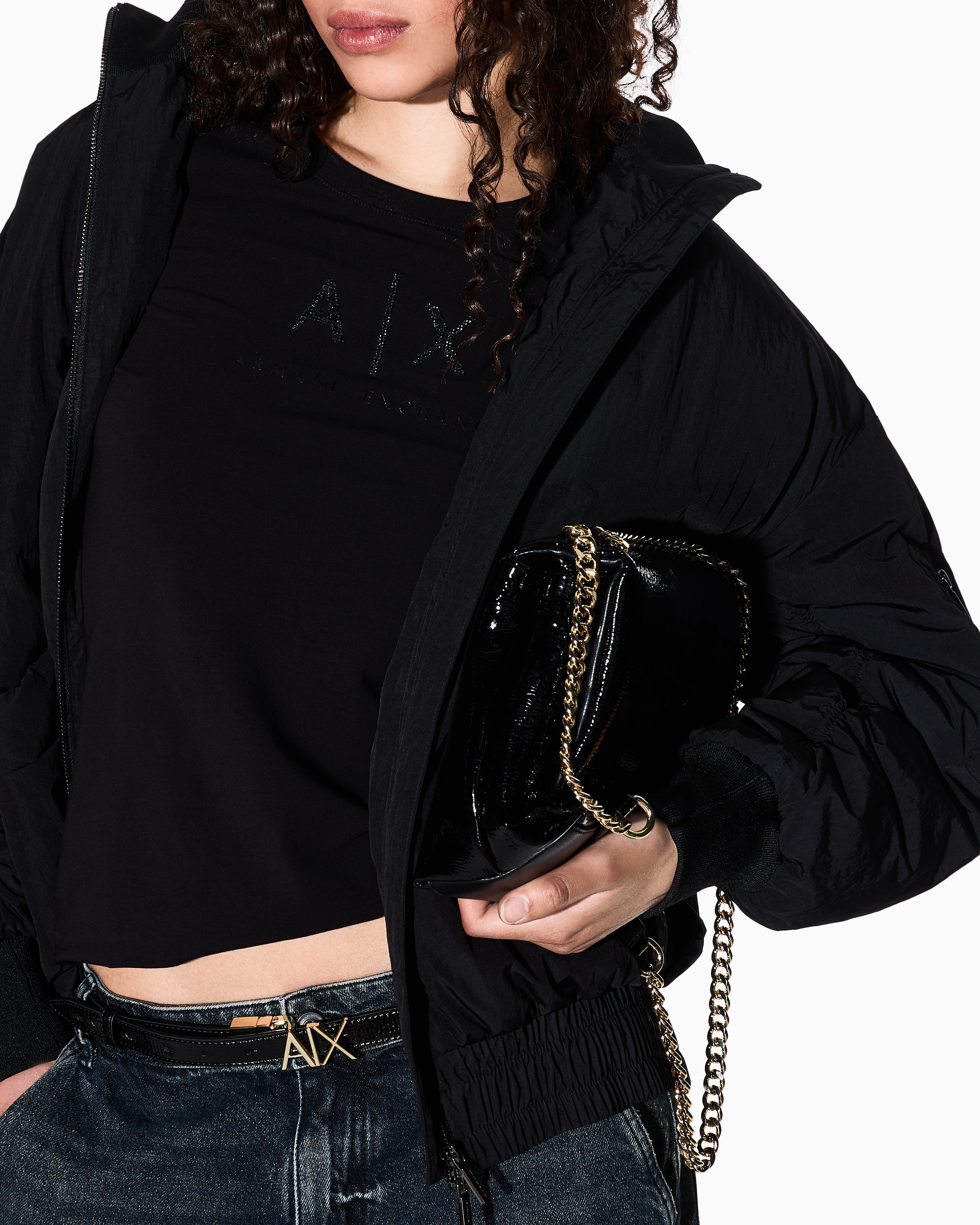 Armani Exchange - Long Sleeves T-Shirts, Woman, Black, Size:
