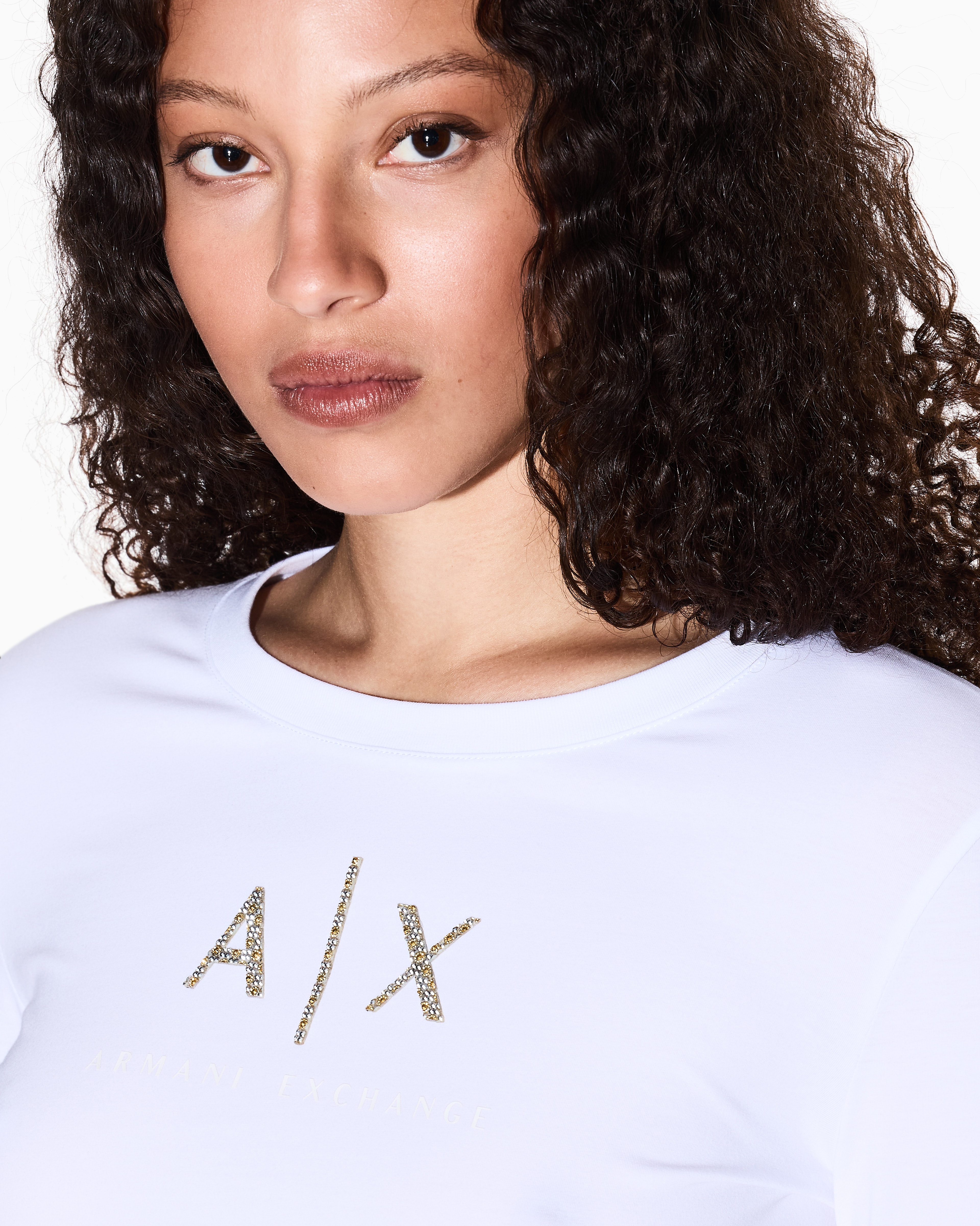Armani Exchange - Long Sleeves T-Shirts, Woman, White, Size: