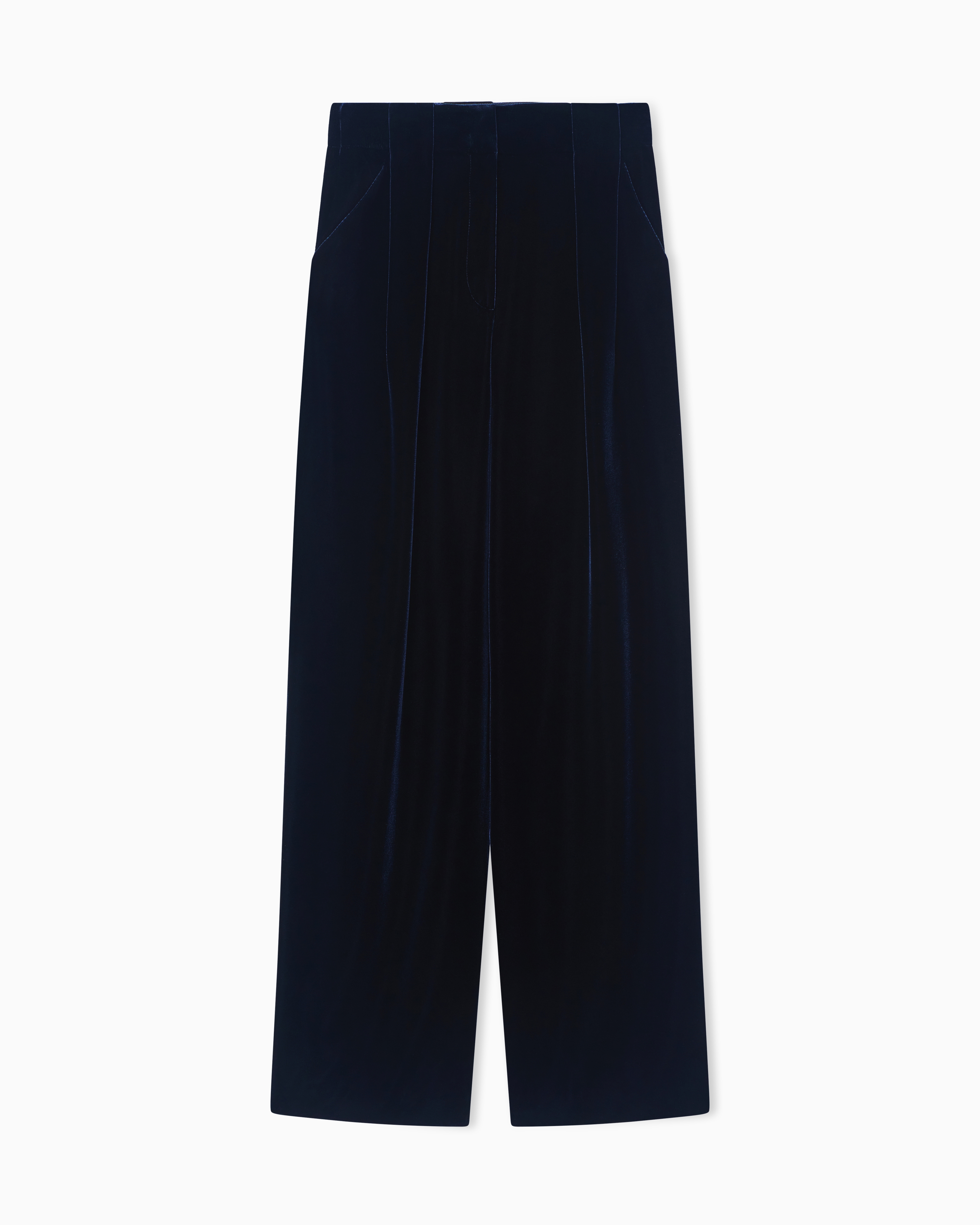 Giorgio Armani Double-darted Velvet Trousers In Blue