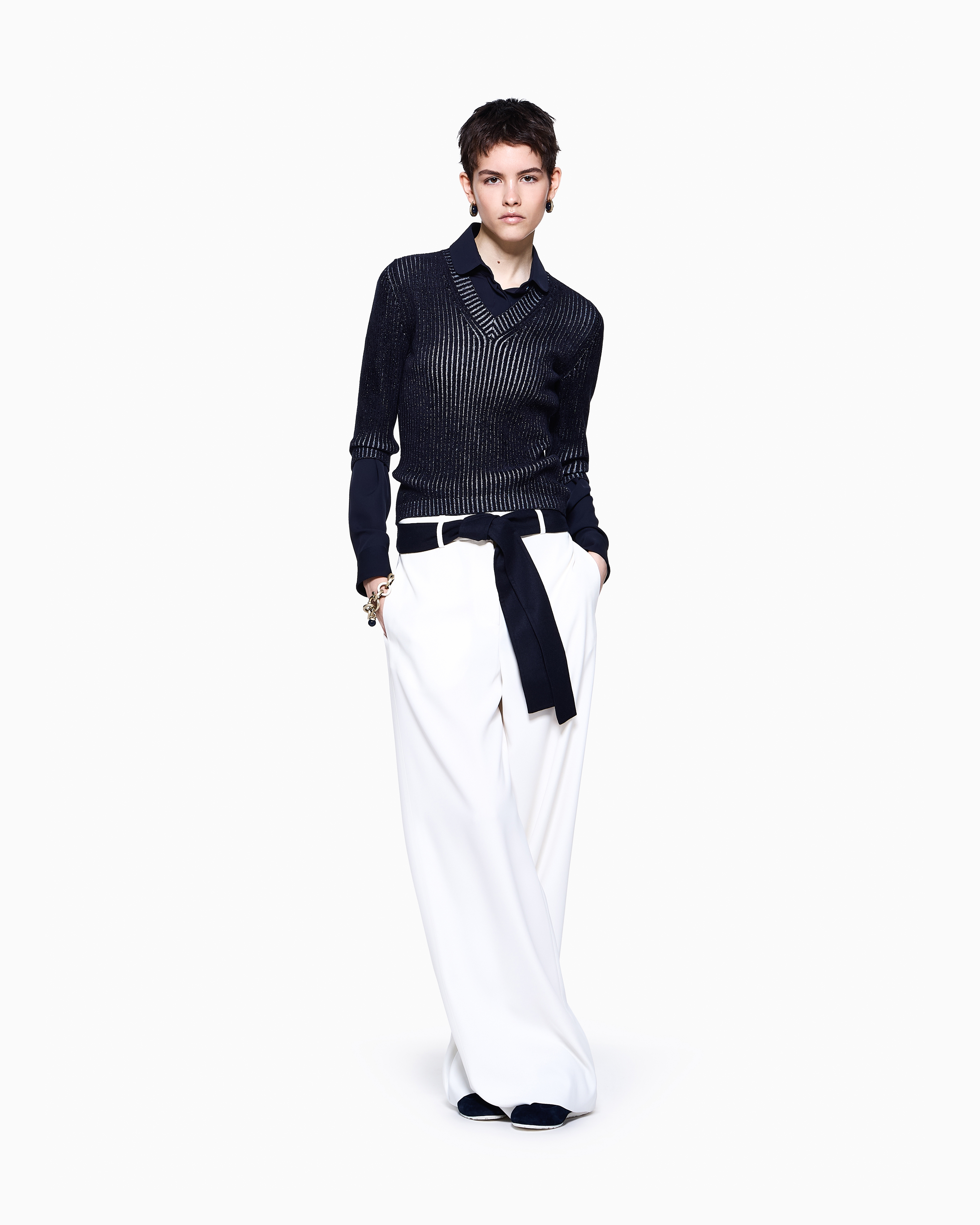 Giorgio Armani Wide-leg Cashmere Trousers In White