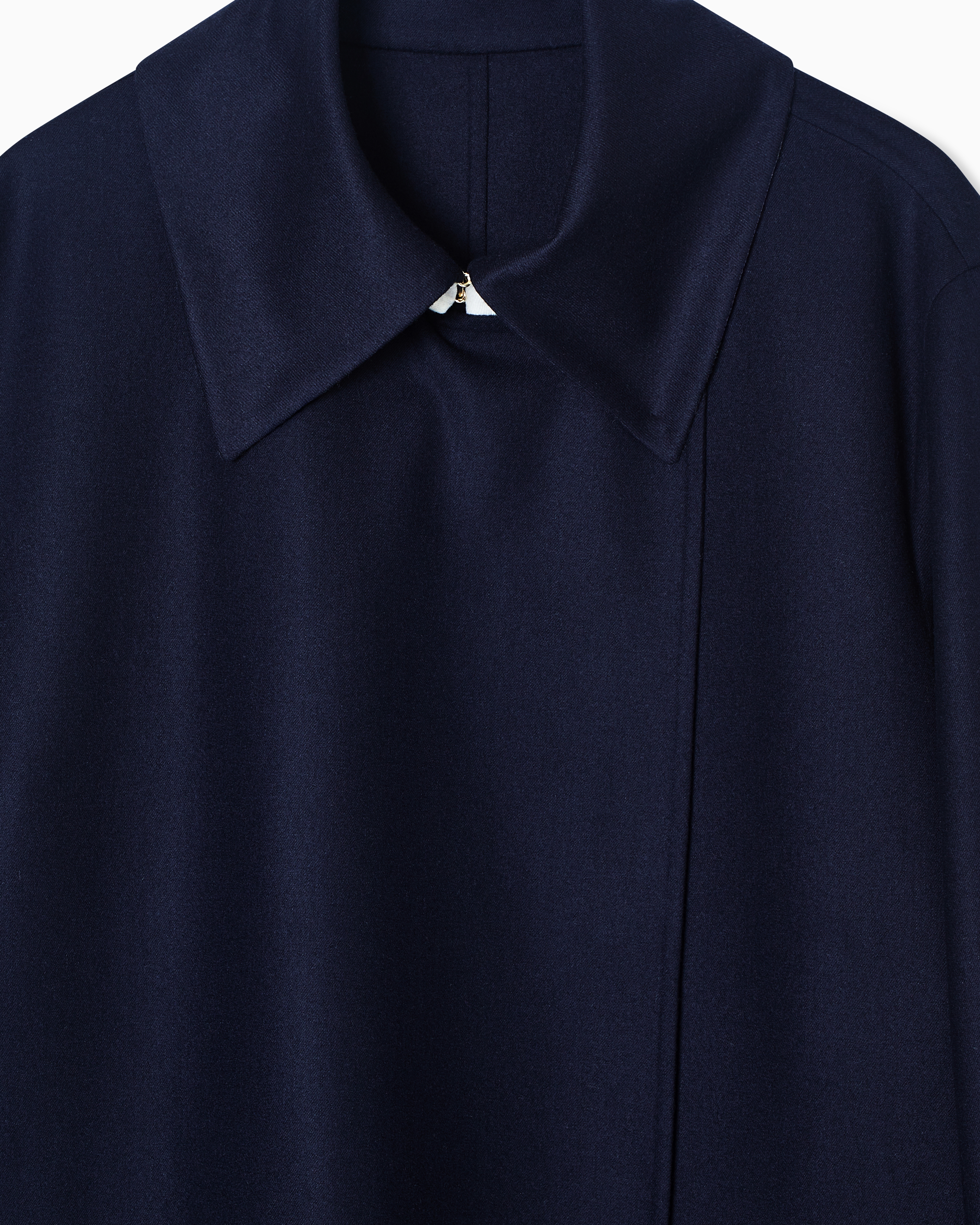 Giorgio Armani Long Coat In Two-tone Virgin Wool In Blue