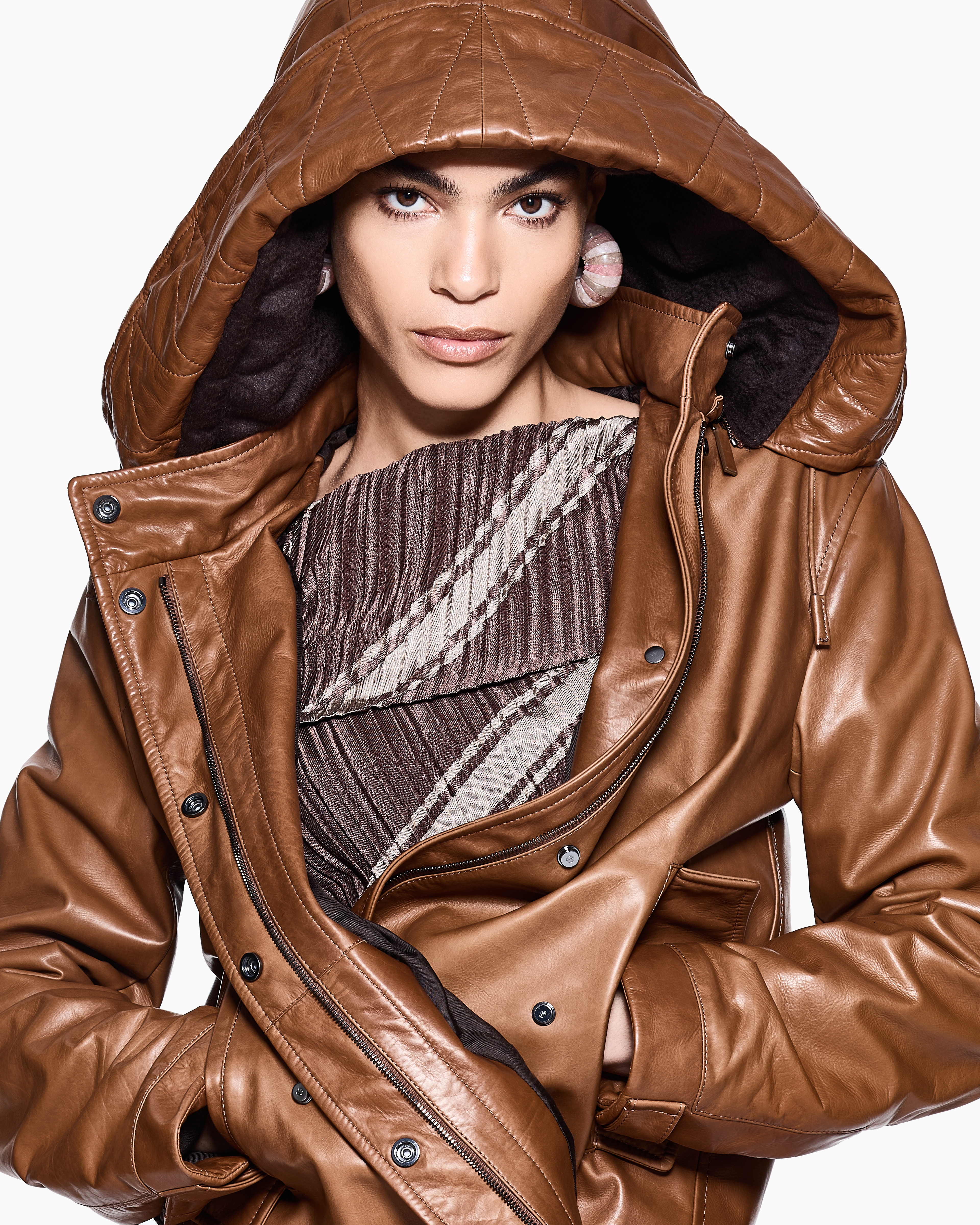 ASV フード付きブルゾン ナッパレザー | Giorgio Armani