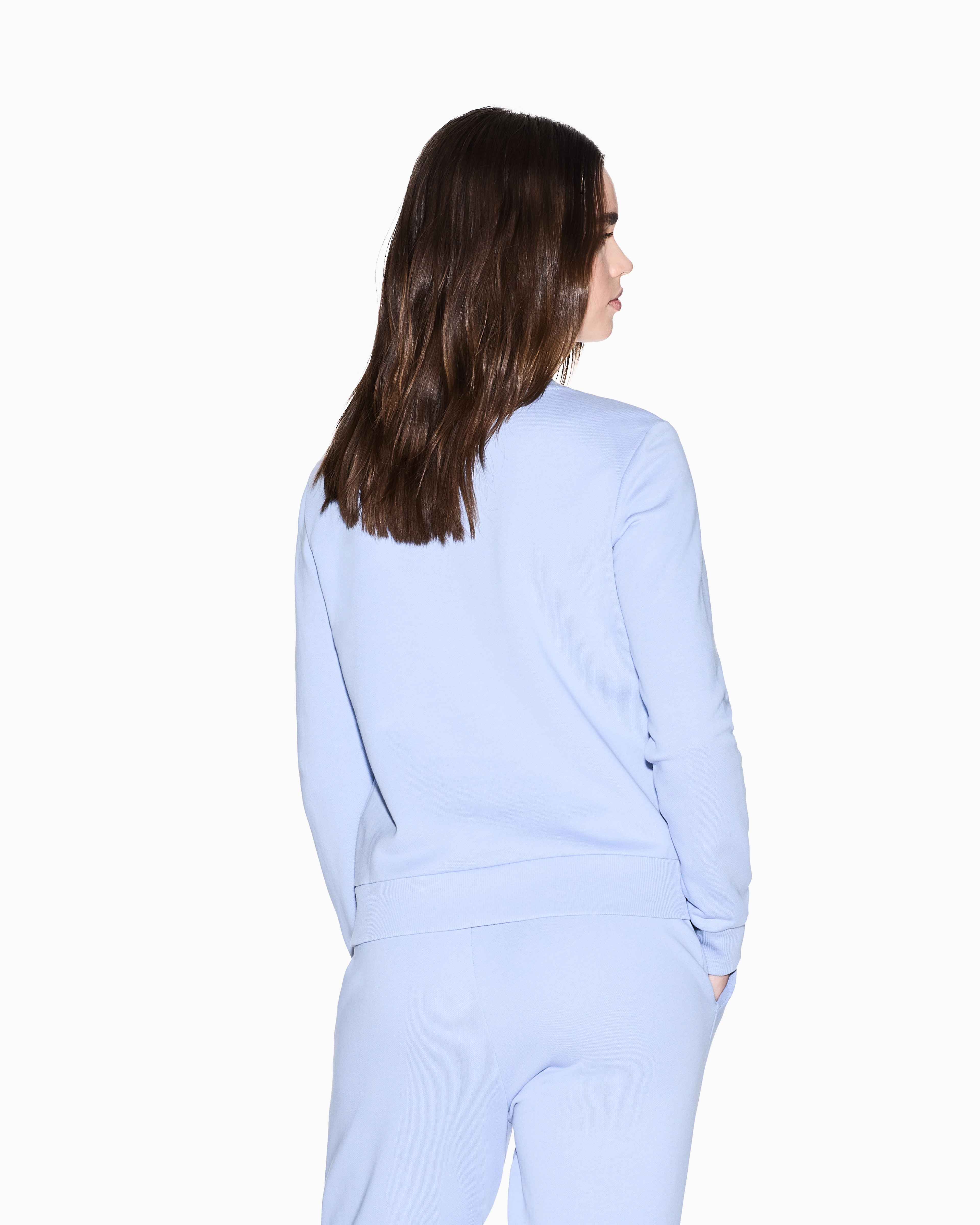 Armani Exchange - Crewneck sweatshirt with small logo, Woman, Light Blue, Size: