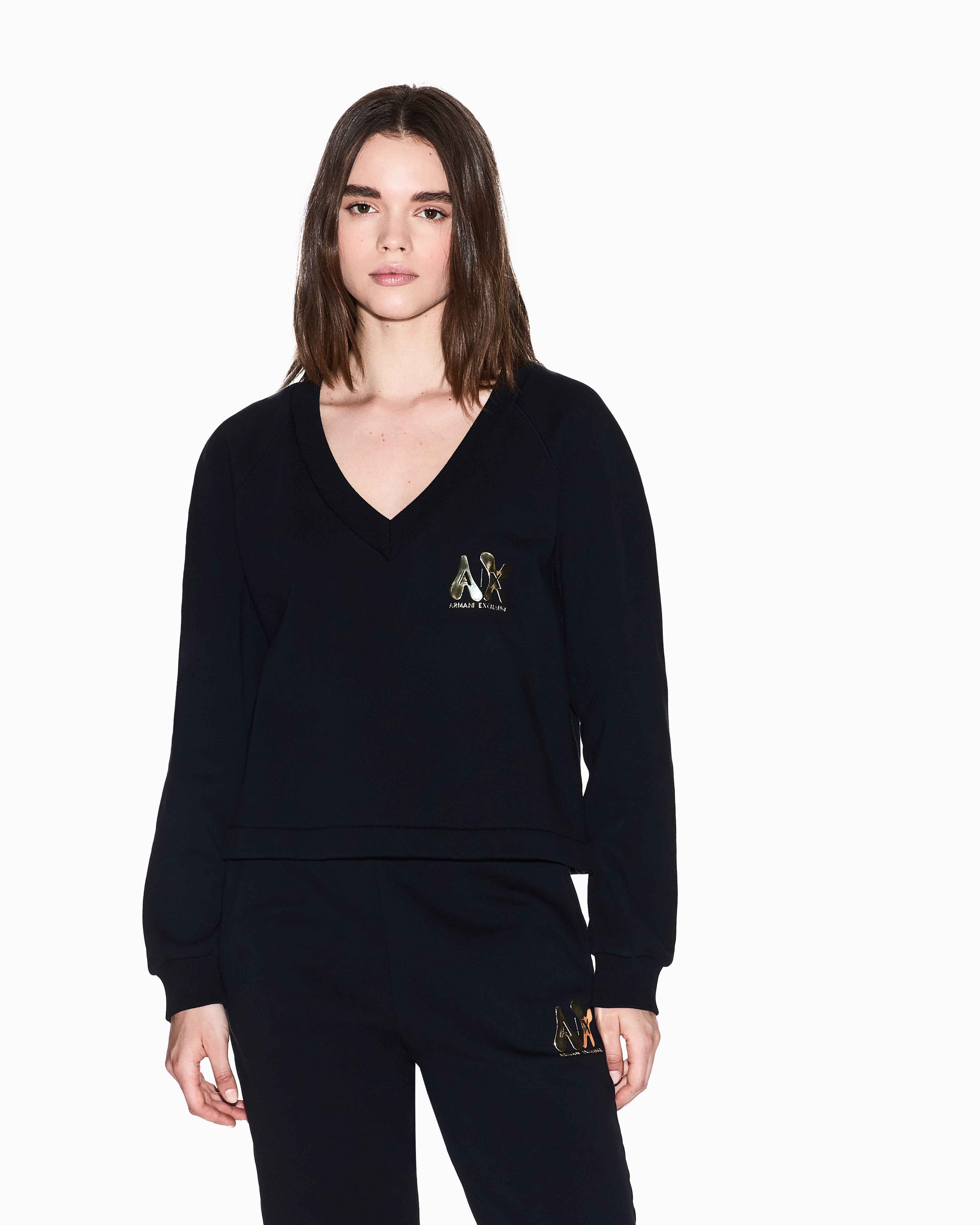 Cropped V-neck sweatshirt