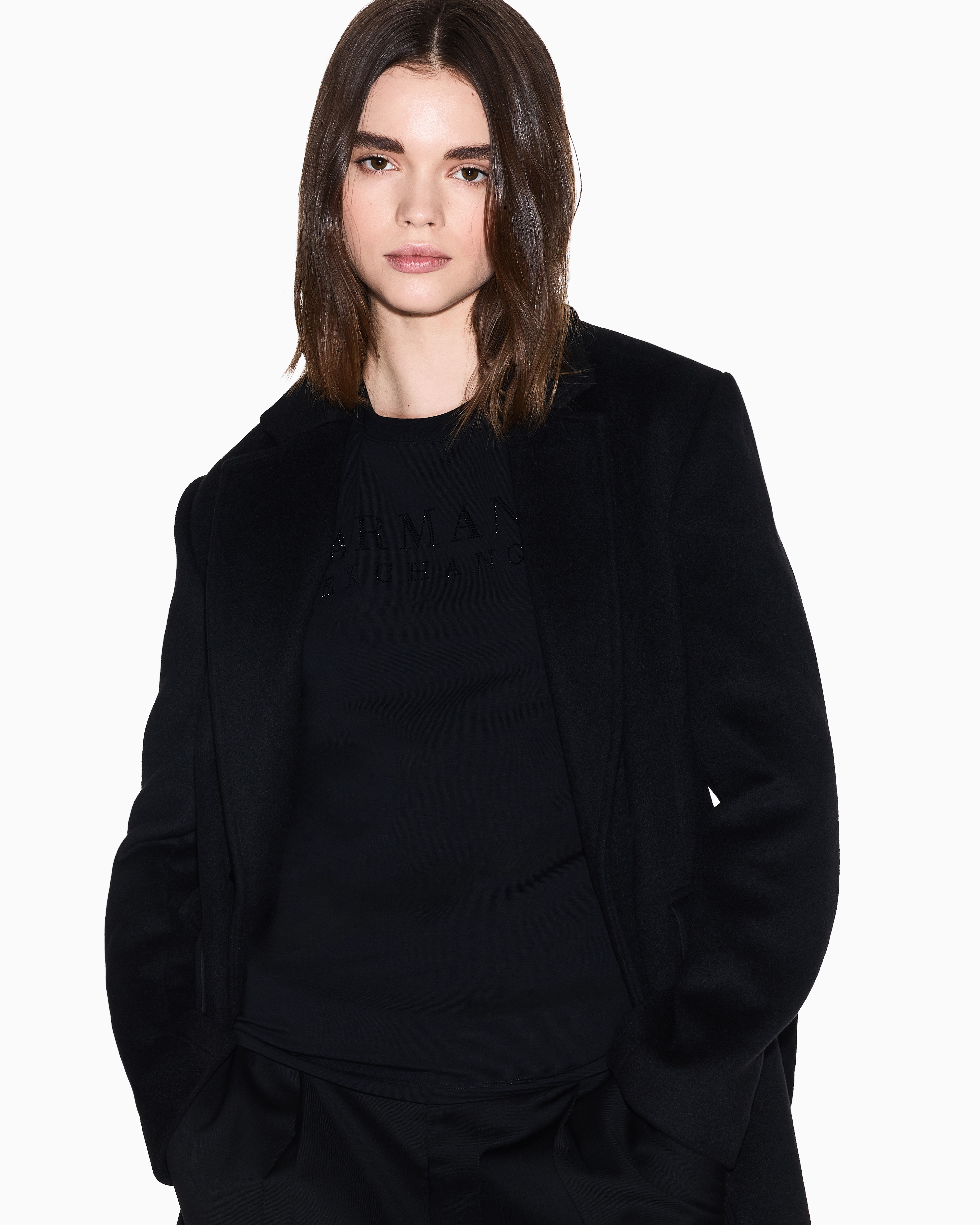 Armani Exchange - Slim Fit T-Shirts, Woman, Black, Size:
