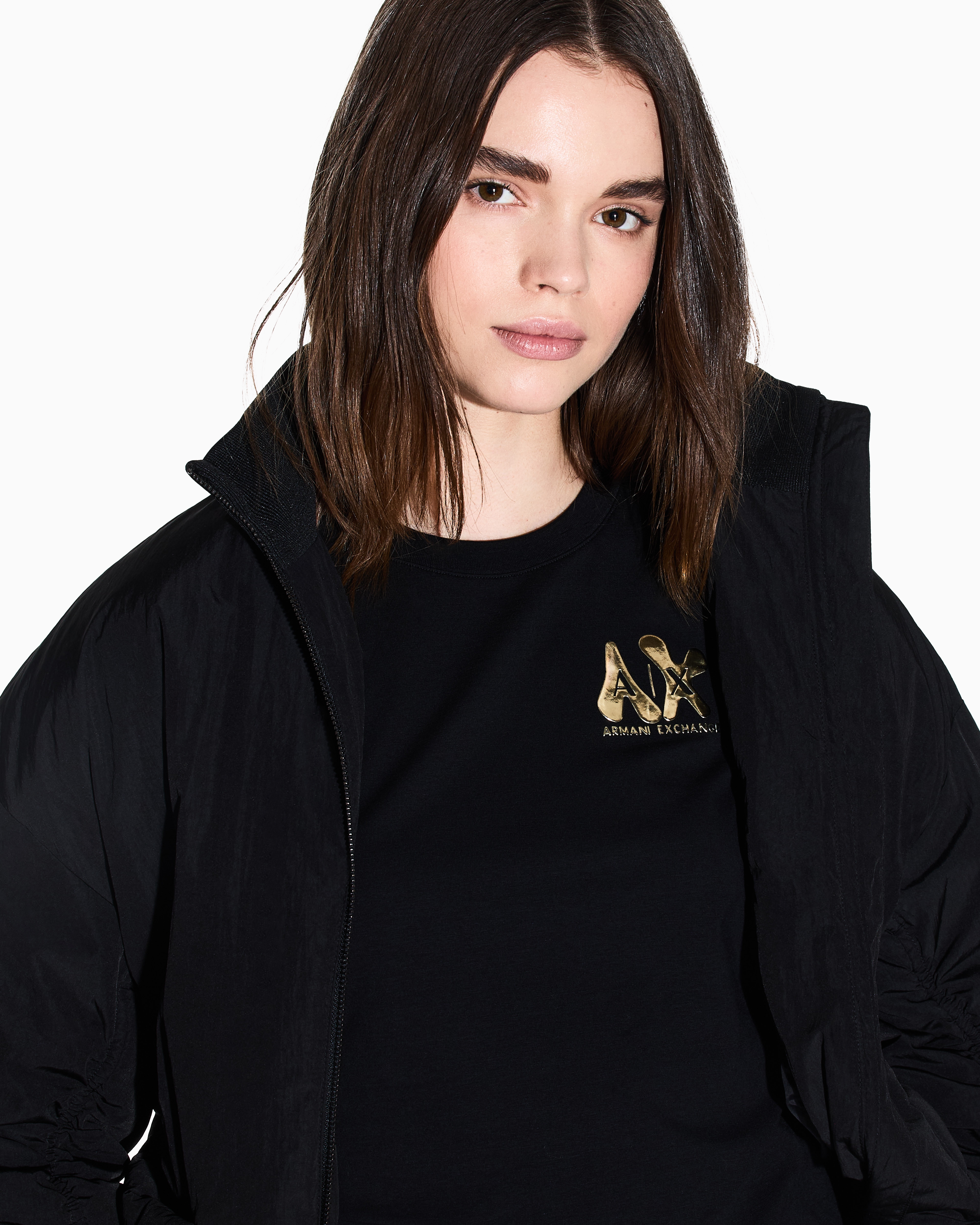 T-shirt with gold logo