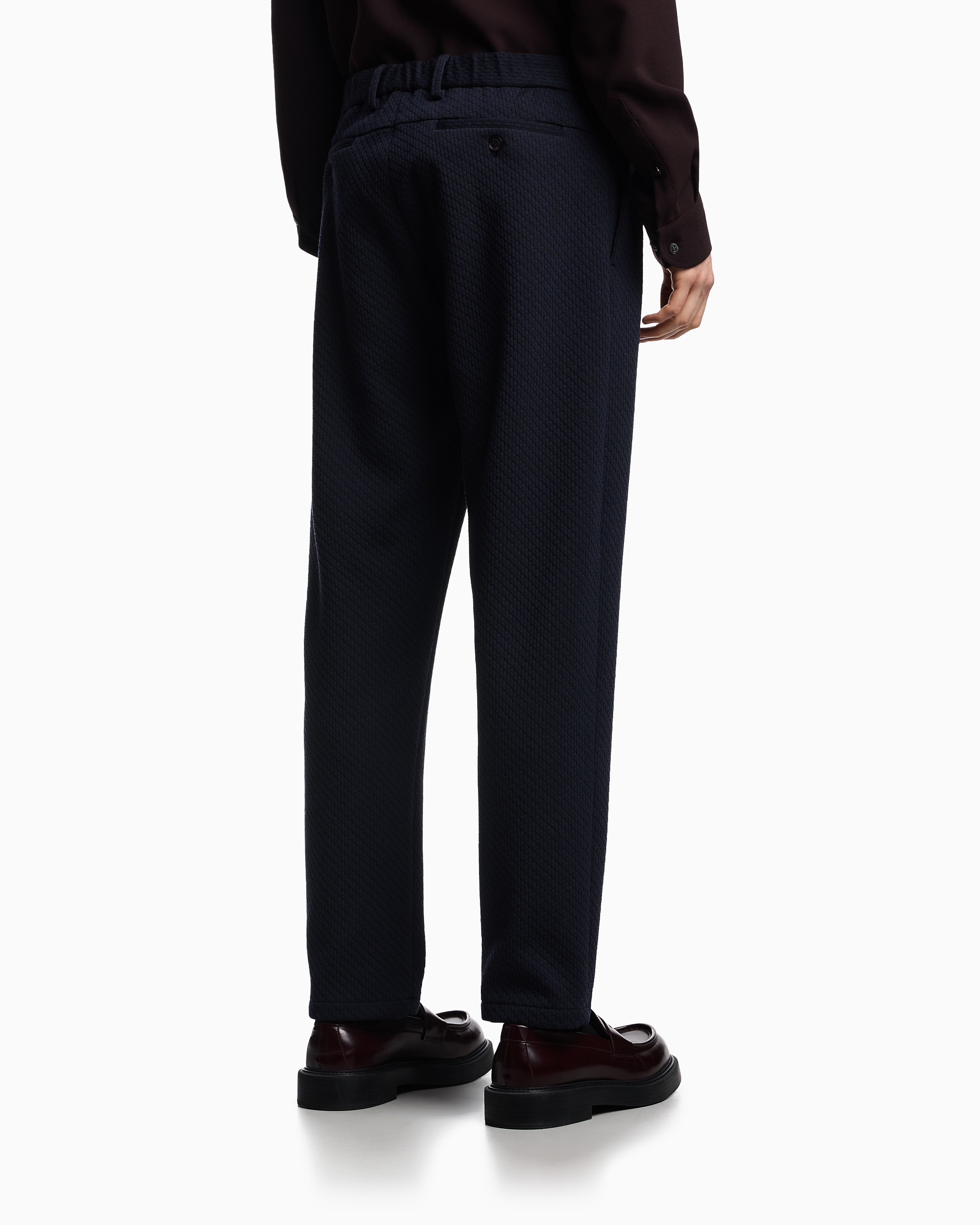 Emporio Armani - Jacquard double jersey knit chinos, Man, Blue, Size: