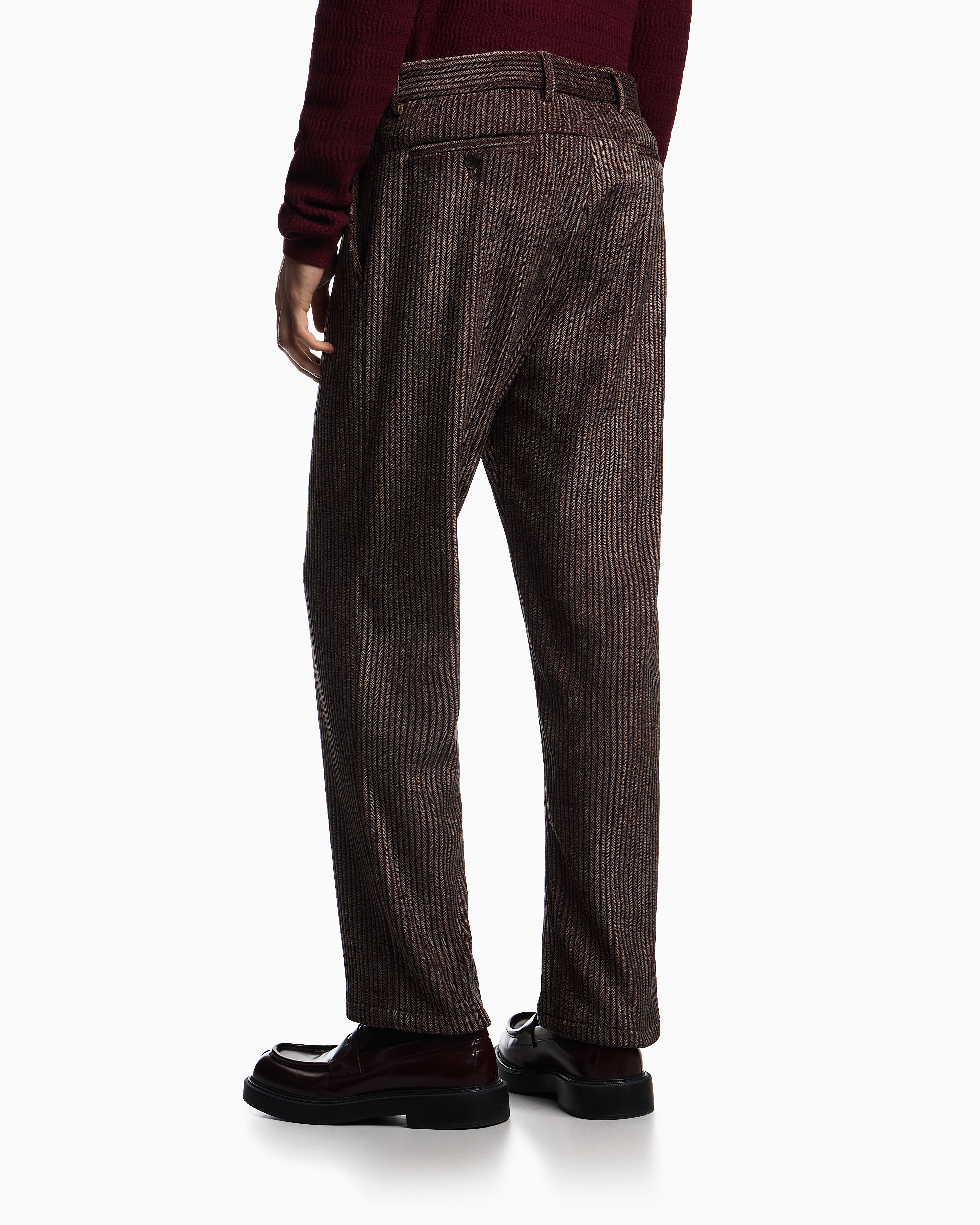 Emporio Armani - Printed corduroy trousers, Man, Brown, Size: