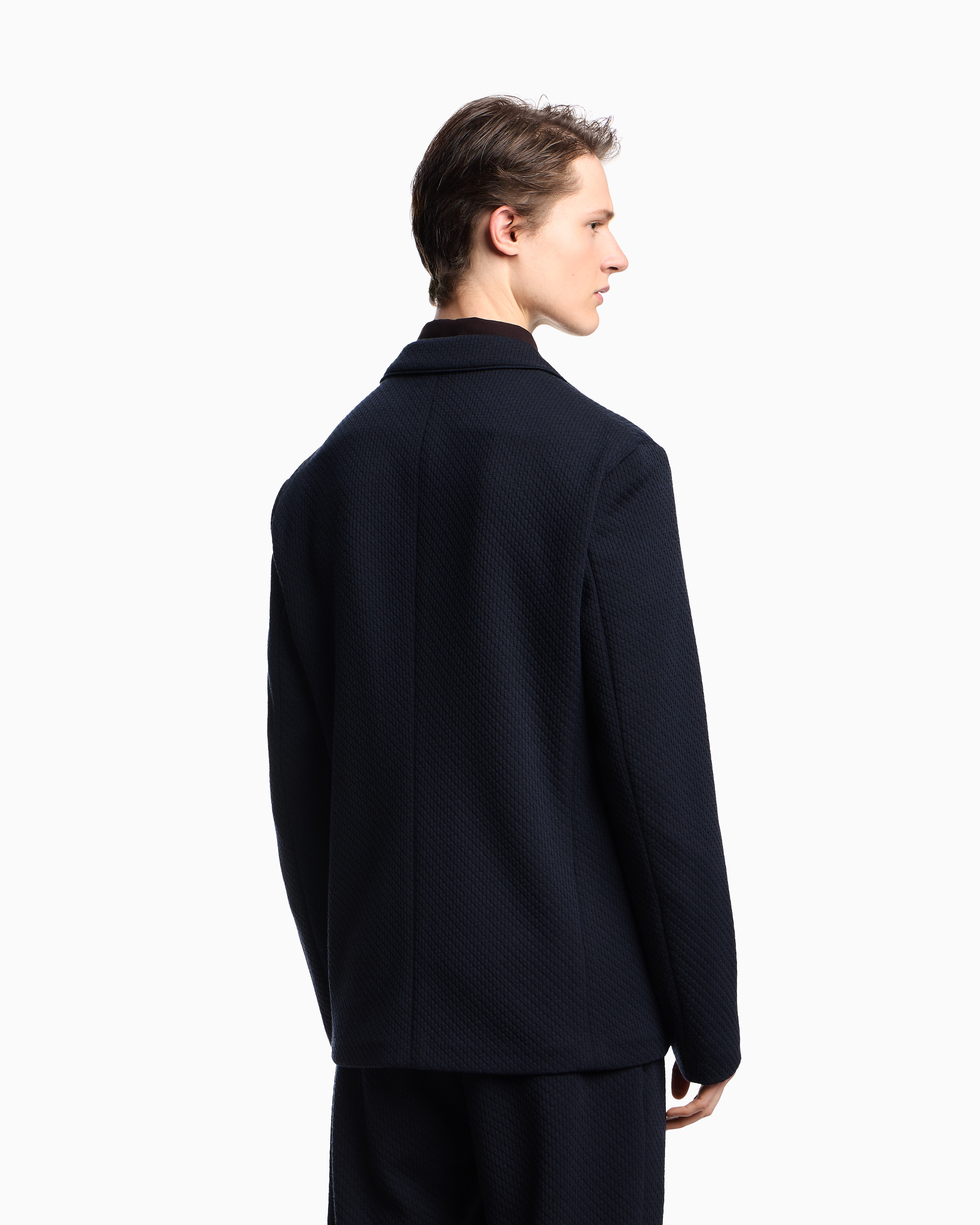 シングルブレストジャケット ダブルジャージーニット ジャカード