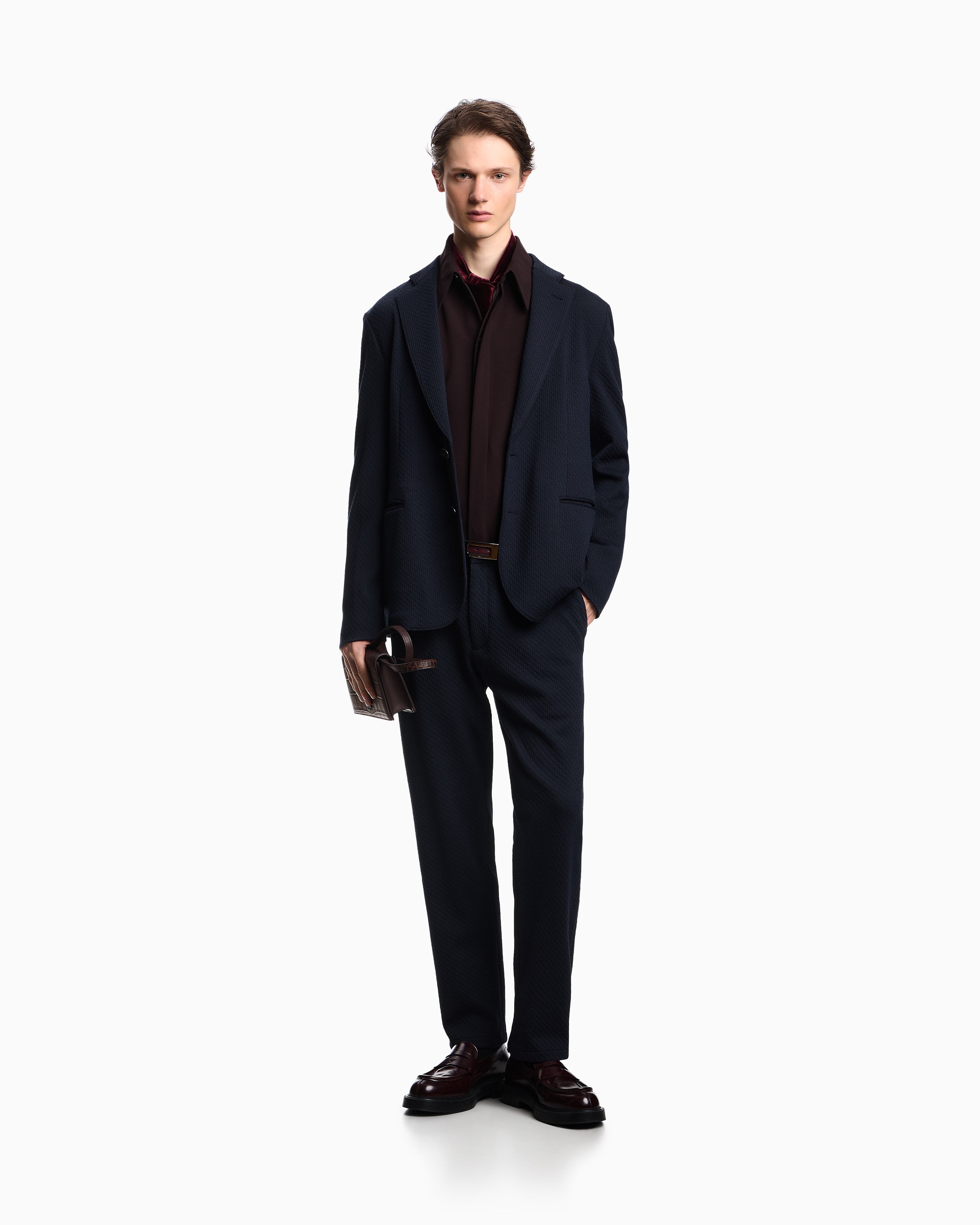 シングルブレストジャケット ダブルジャージーニット ジャカード