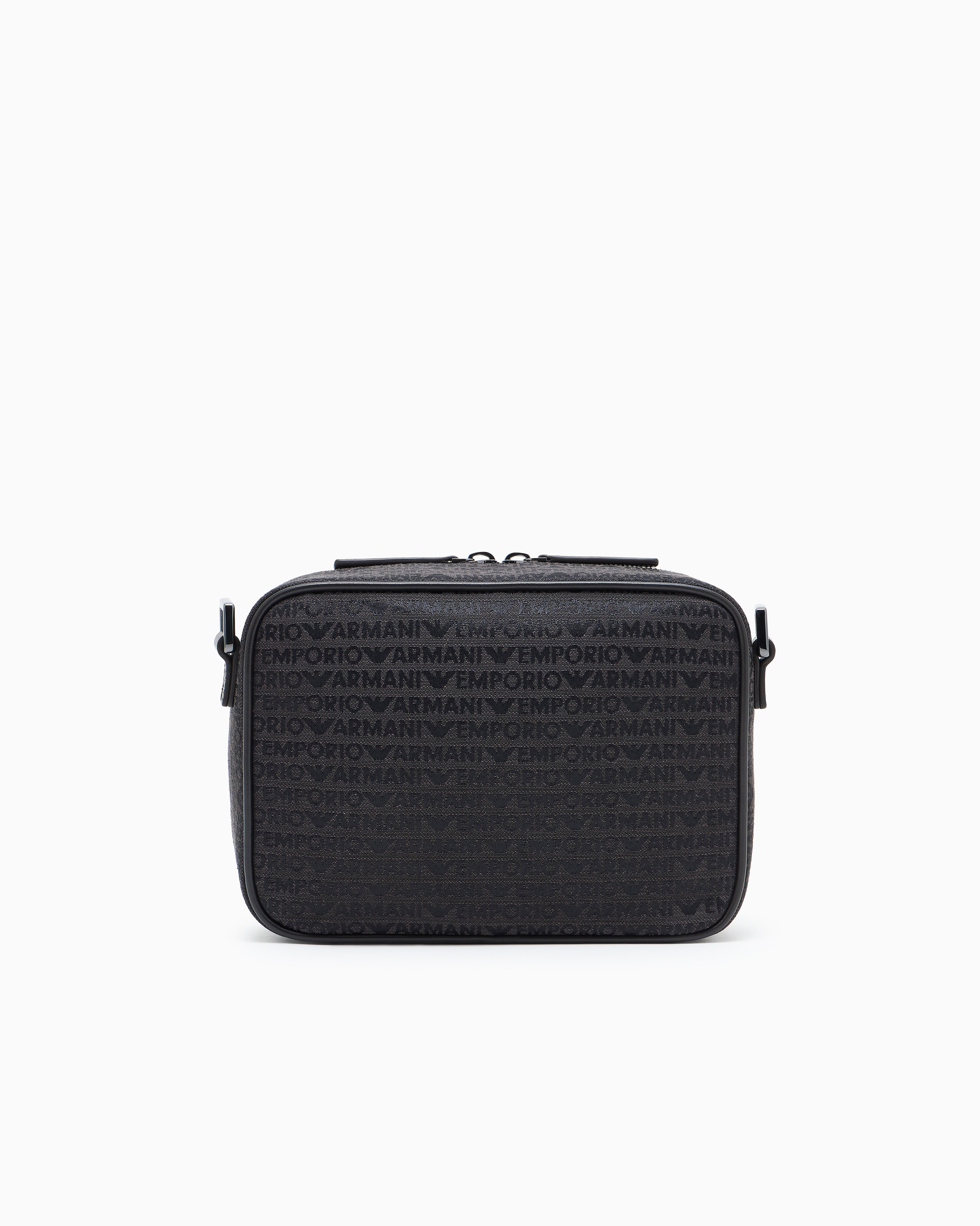 Emporio Armani - Monogram jacquard camera case with shoulder strap, Man, Grey, Size: TU