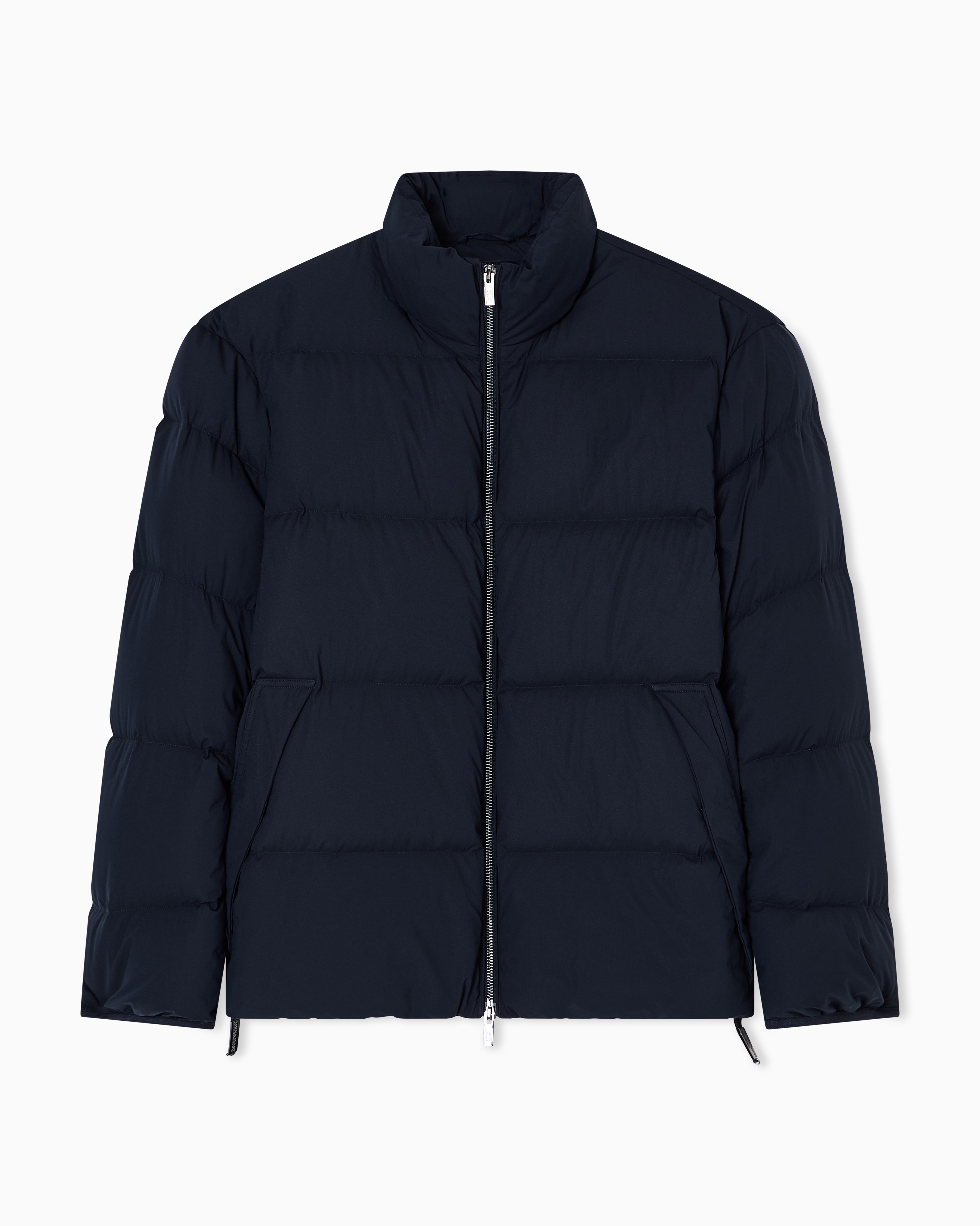 Emporio Armani - Quilted nylon, full-zip puffer jacket, Man, Navy Blue, Size: