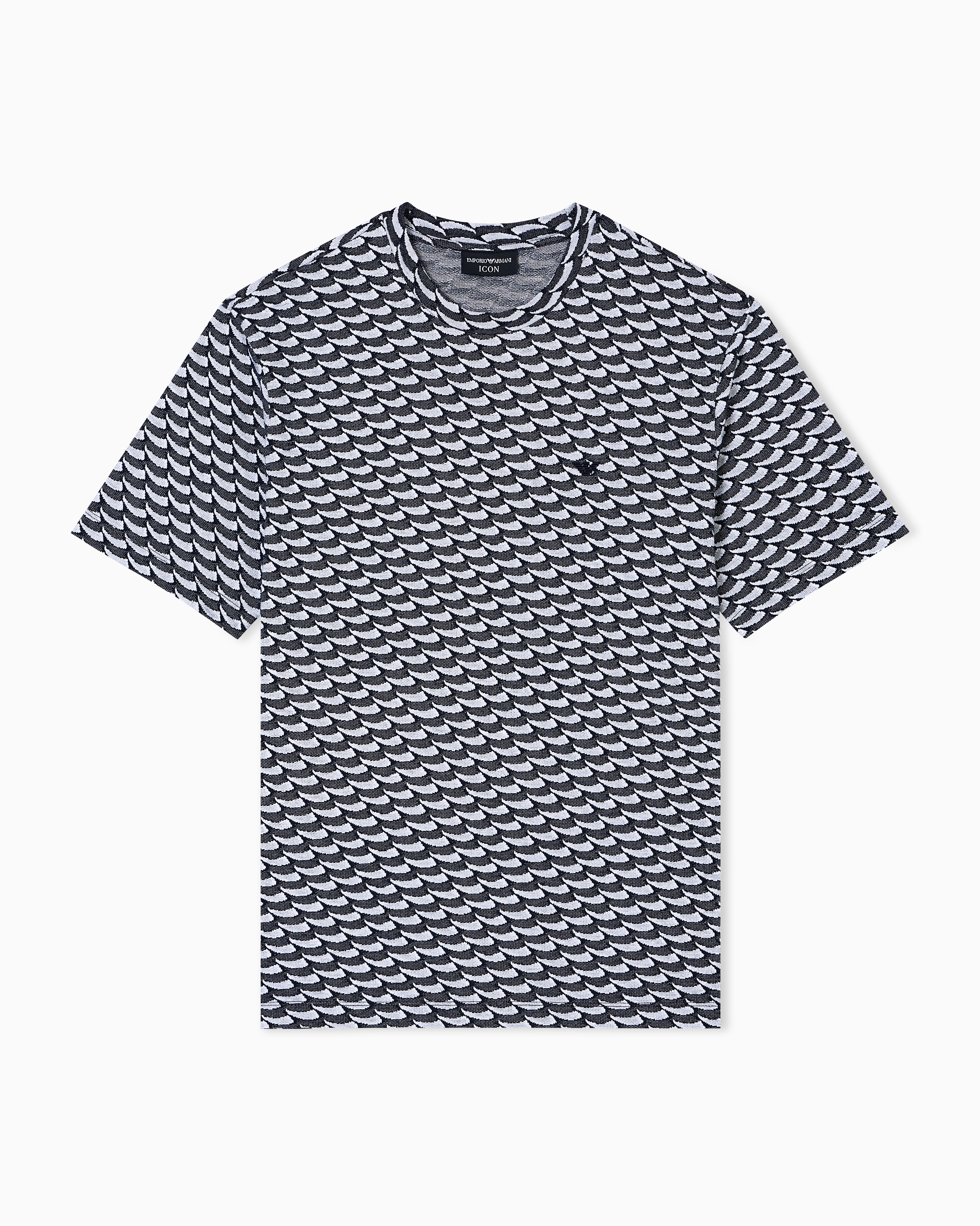 Emporio Armani - ASV Icon jacquard jersey jumper with op-art motif, Man, White, Size: