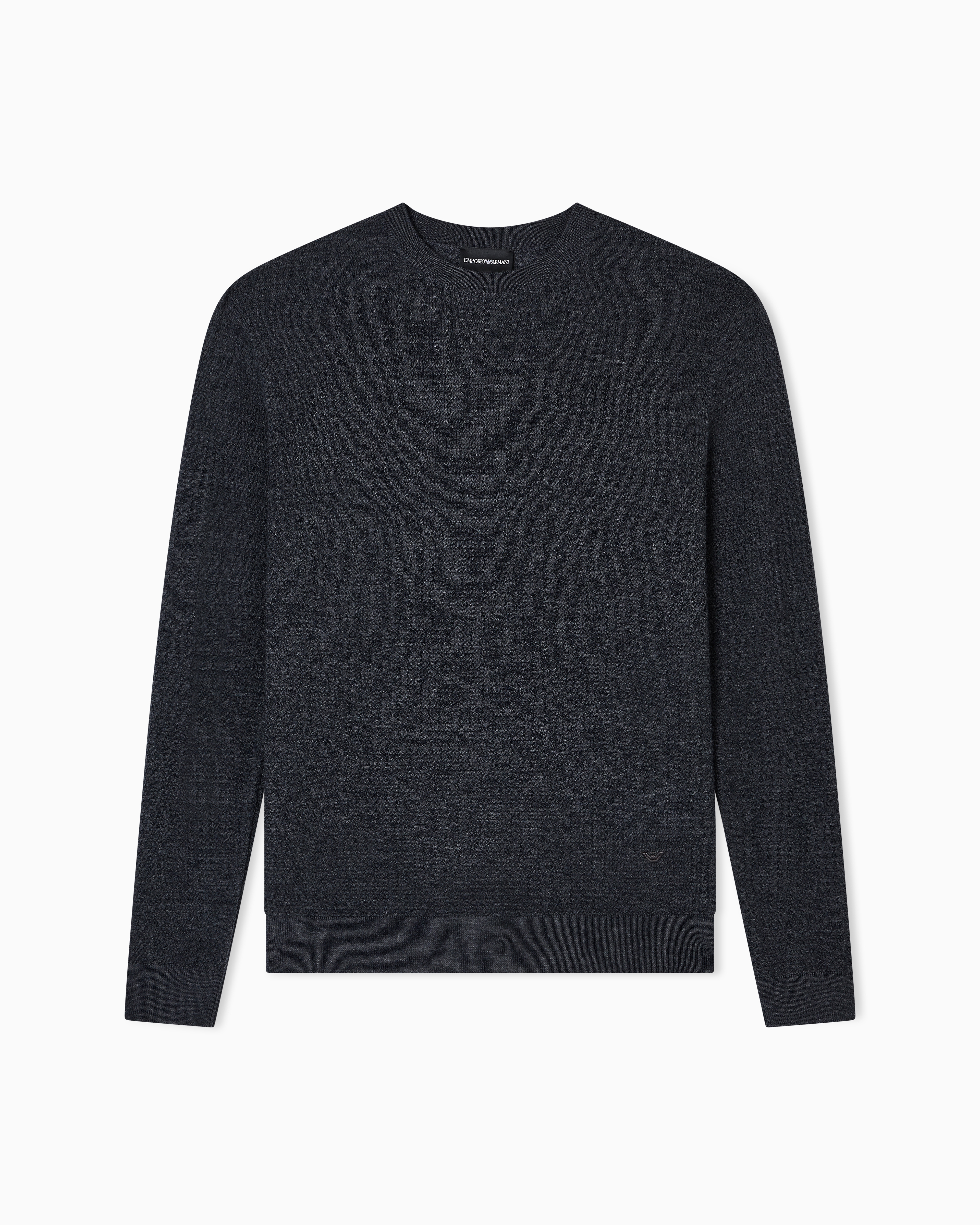 Emporio Armani - Virgin wool jumper with embossed jacquard pattern, Man, Grey, Size: