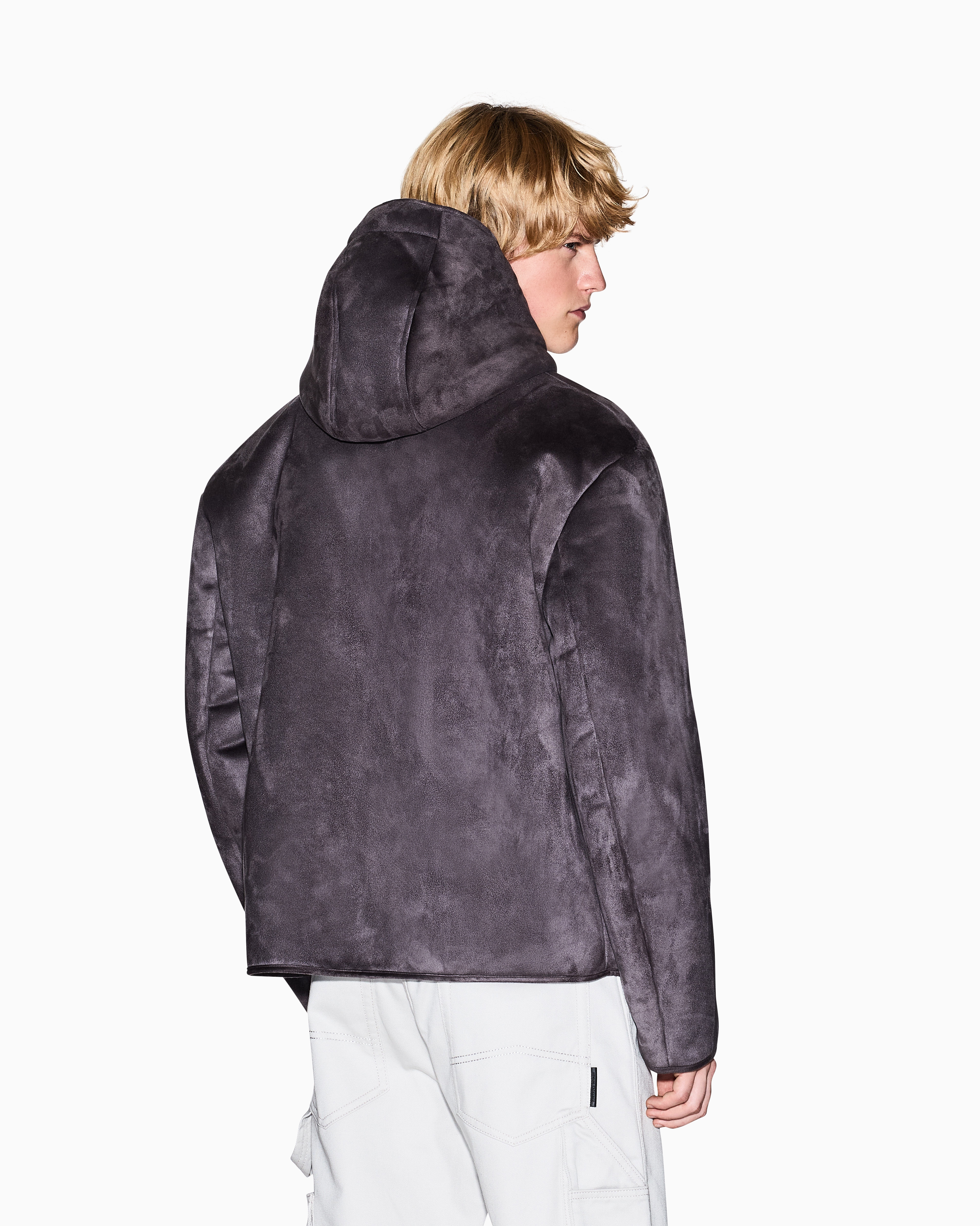 Armani Exchange - Eco suede hooded jacket, Man, Grey, Size: