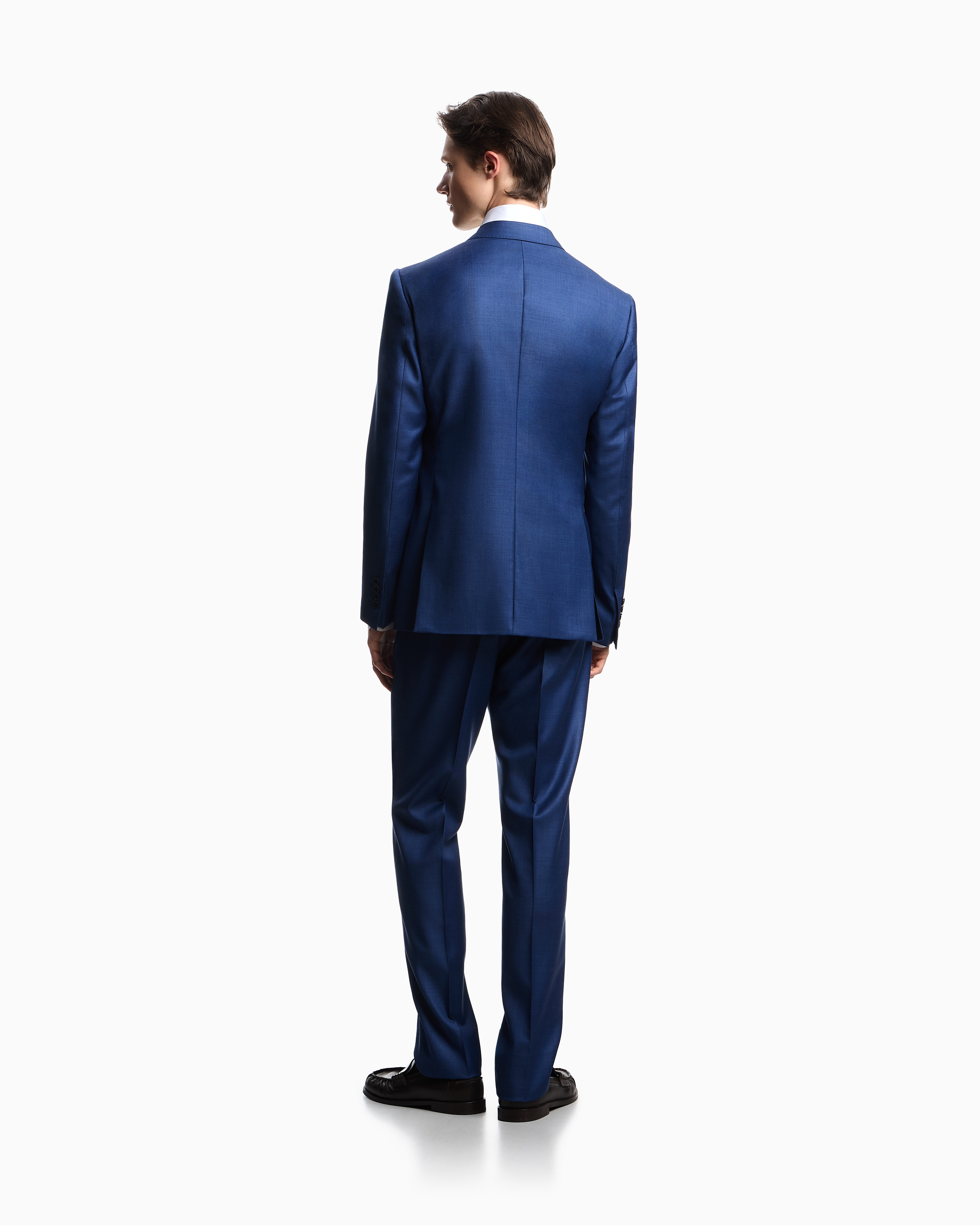 Emporio Armani - Single-breasted suit a silky-finish grisaille, Man, Blue, Size: