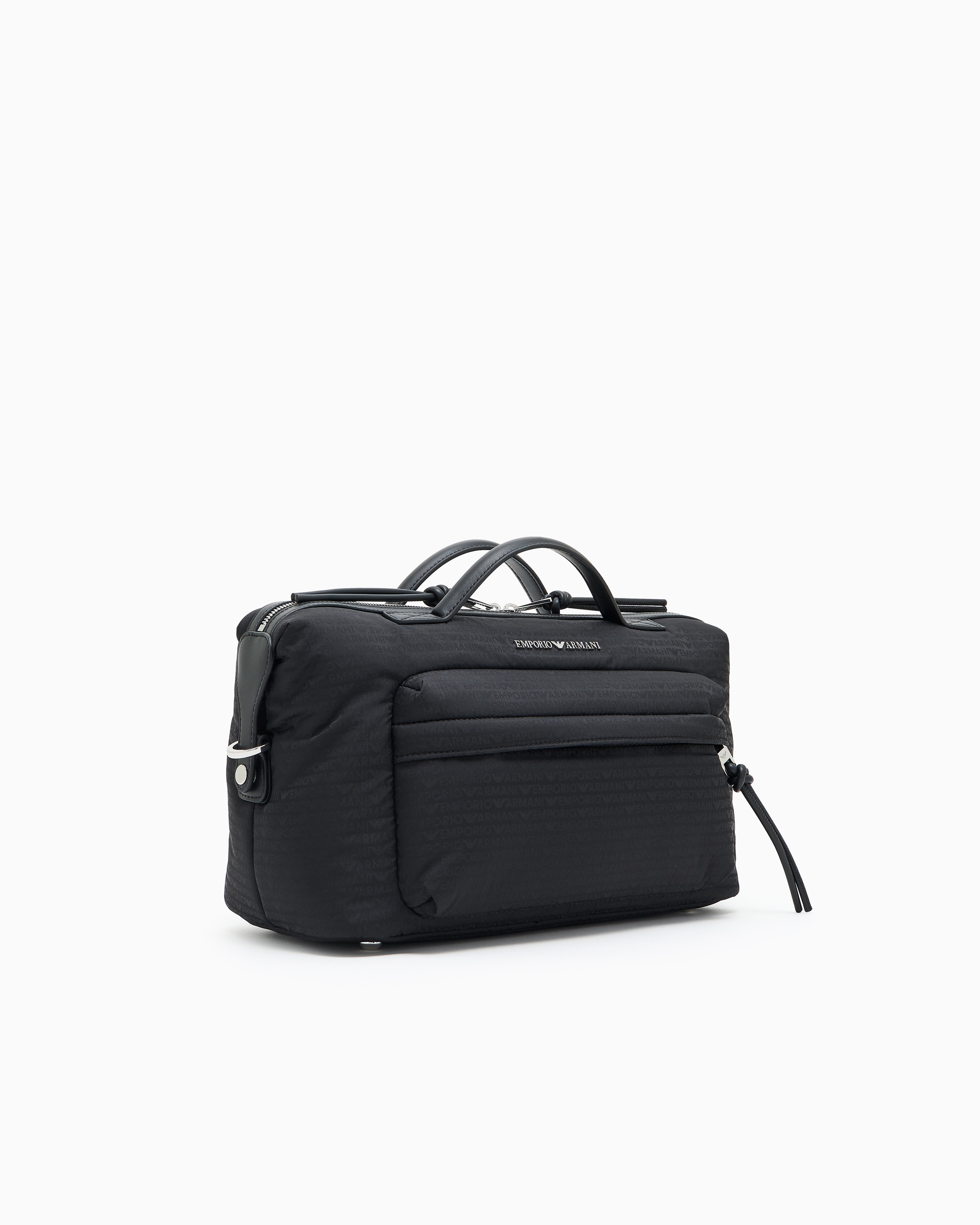 Emporio Armani - Nylon satchel with shoulder strap with monogram lettering, Man, Black, Size: TU