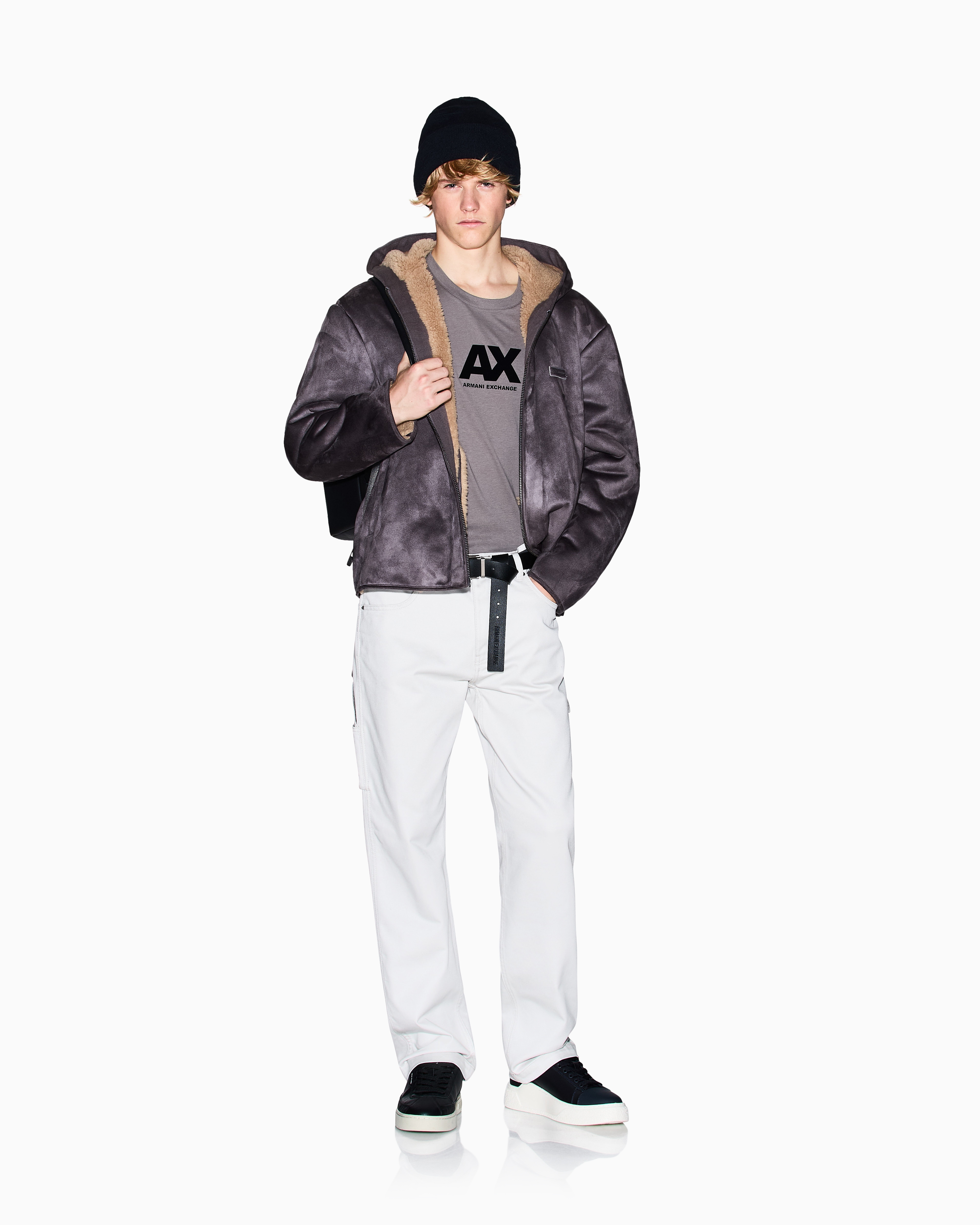 Armani Exchange - Regular fit T-shirt with logo, Man, Grey, Size: