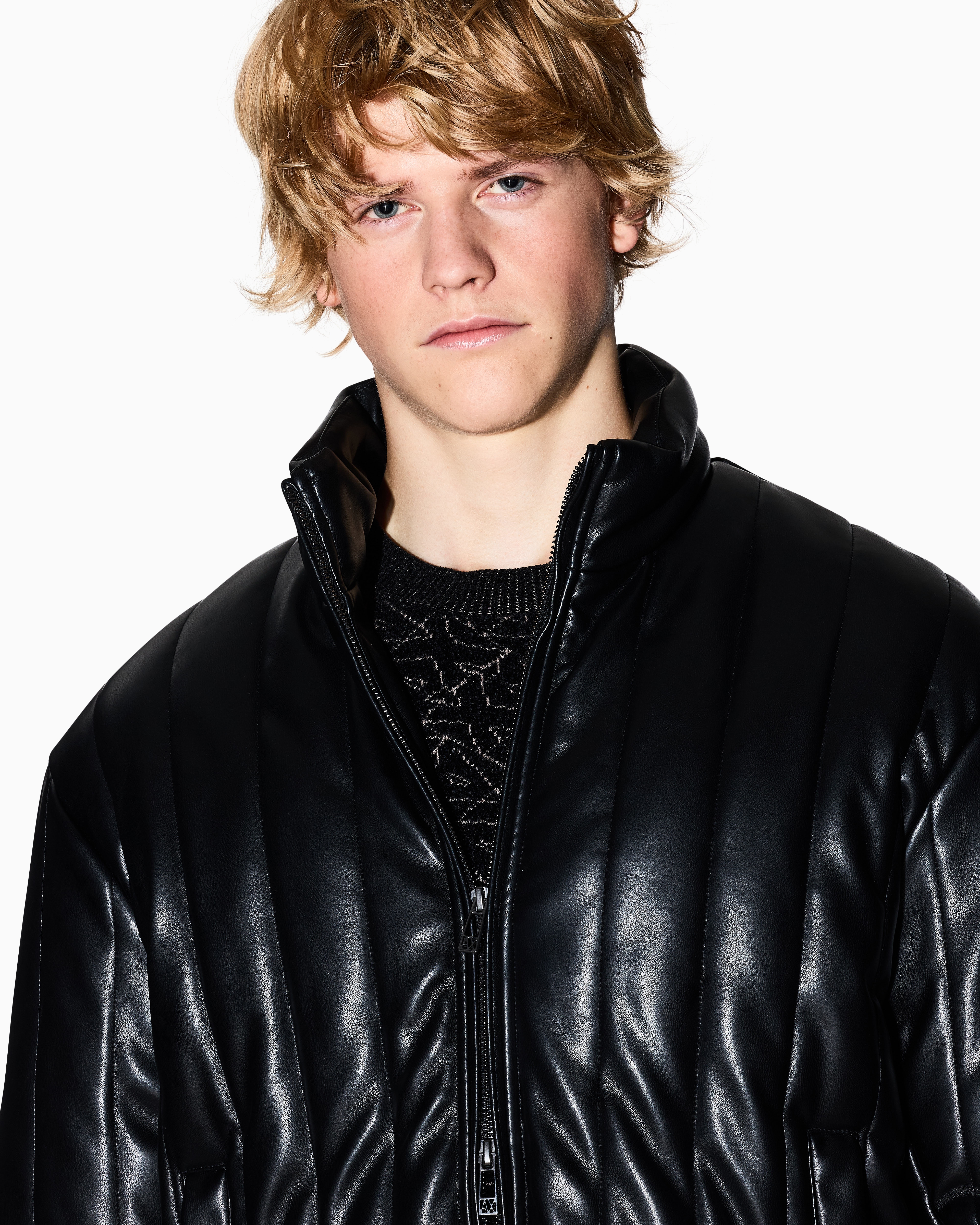 Armani Exchange - Full zip jacket shiny fabric, Man, Black, Size:
