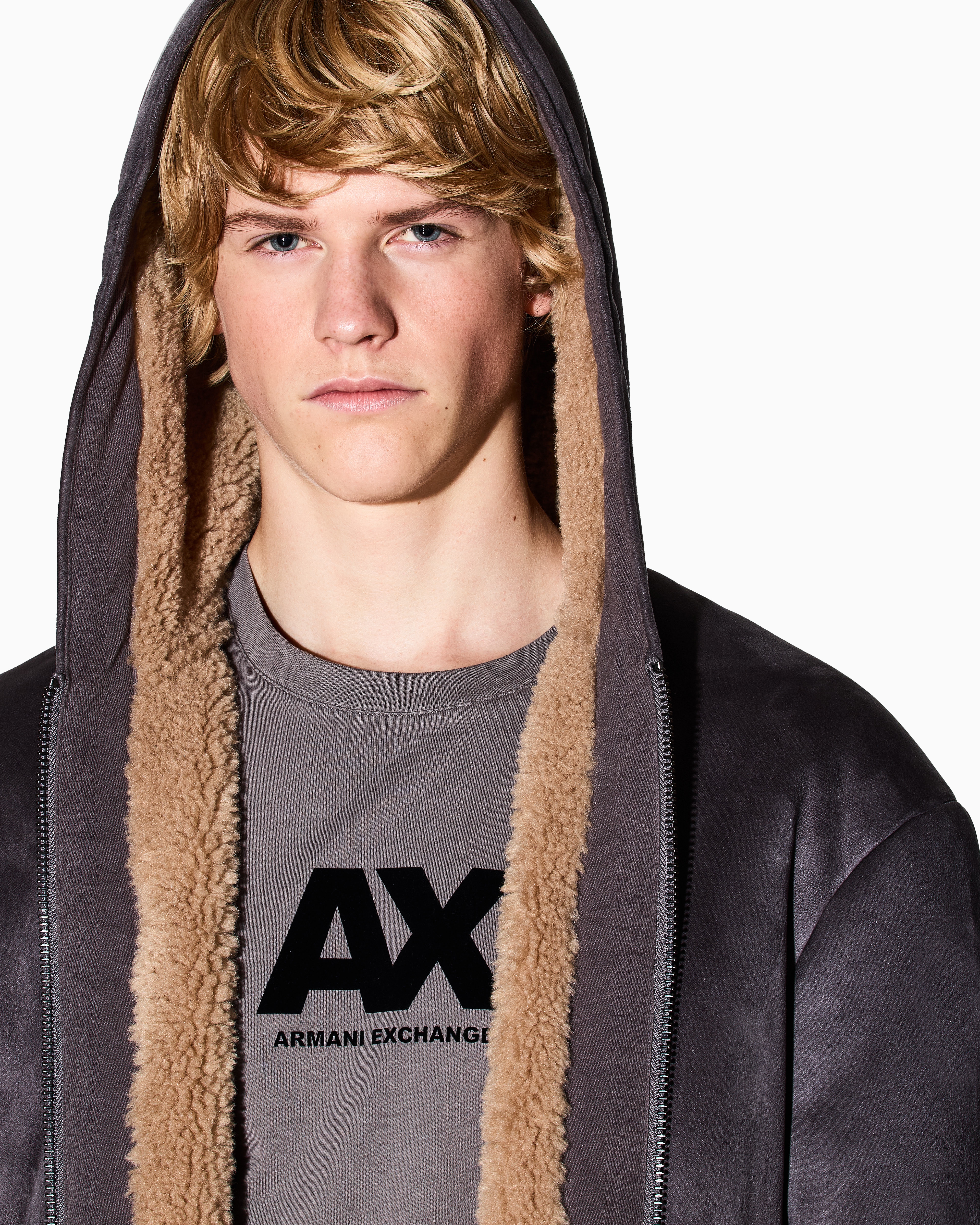 Armani Exchange - Regular fit T-shirt with logo, Man, Grey, Size: