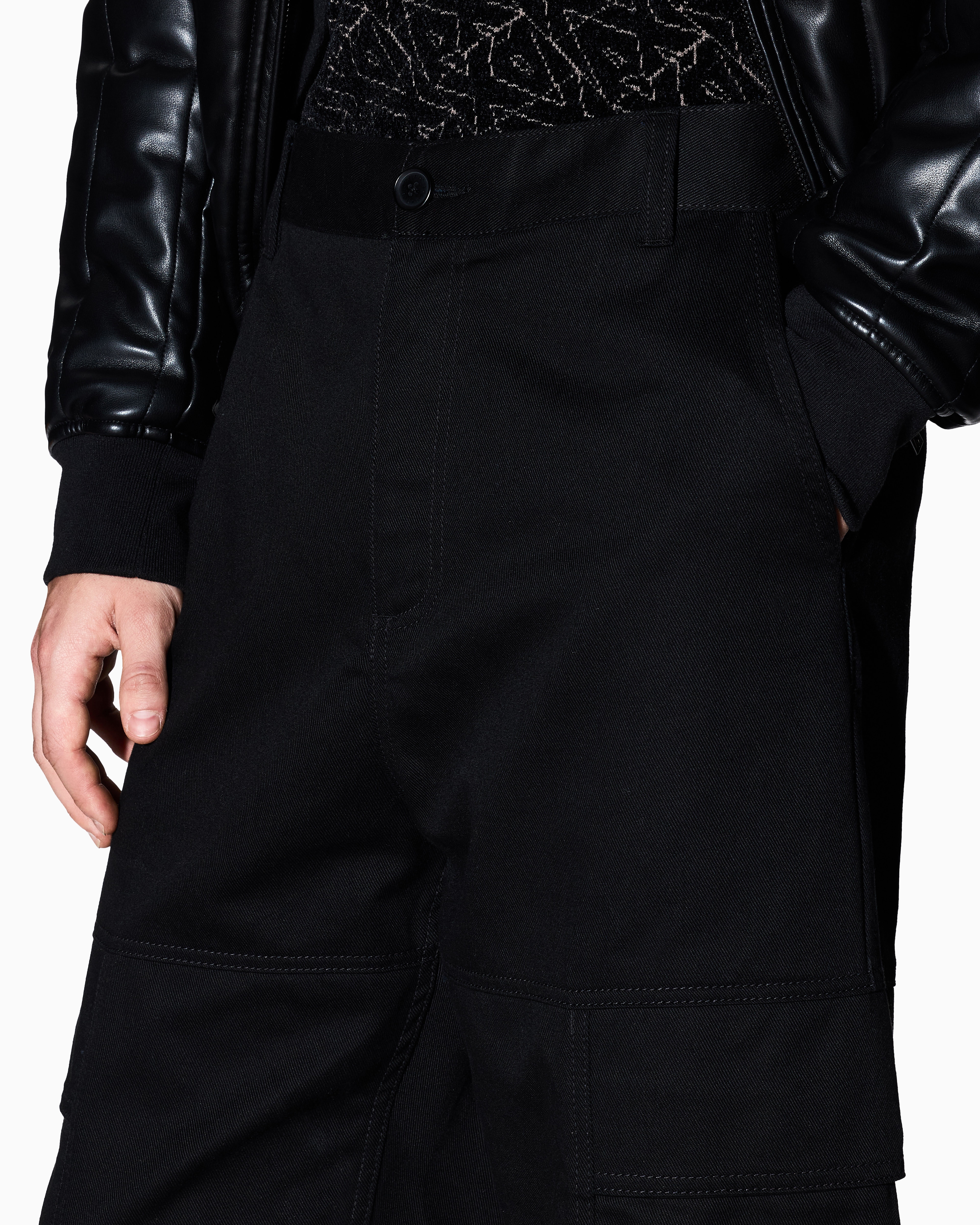 Armani Exchange - Cotton twill cargo pants, Man, Black, Size: