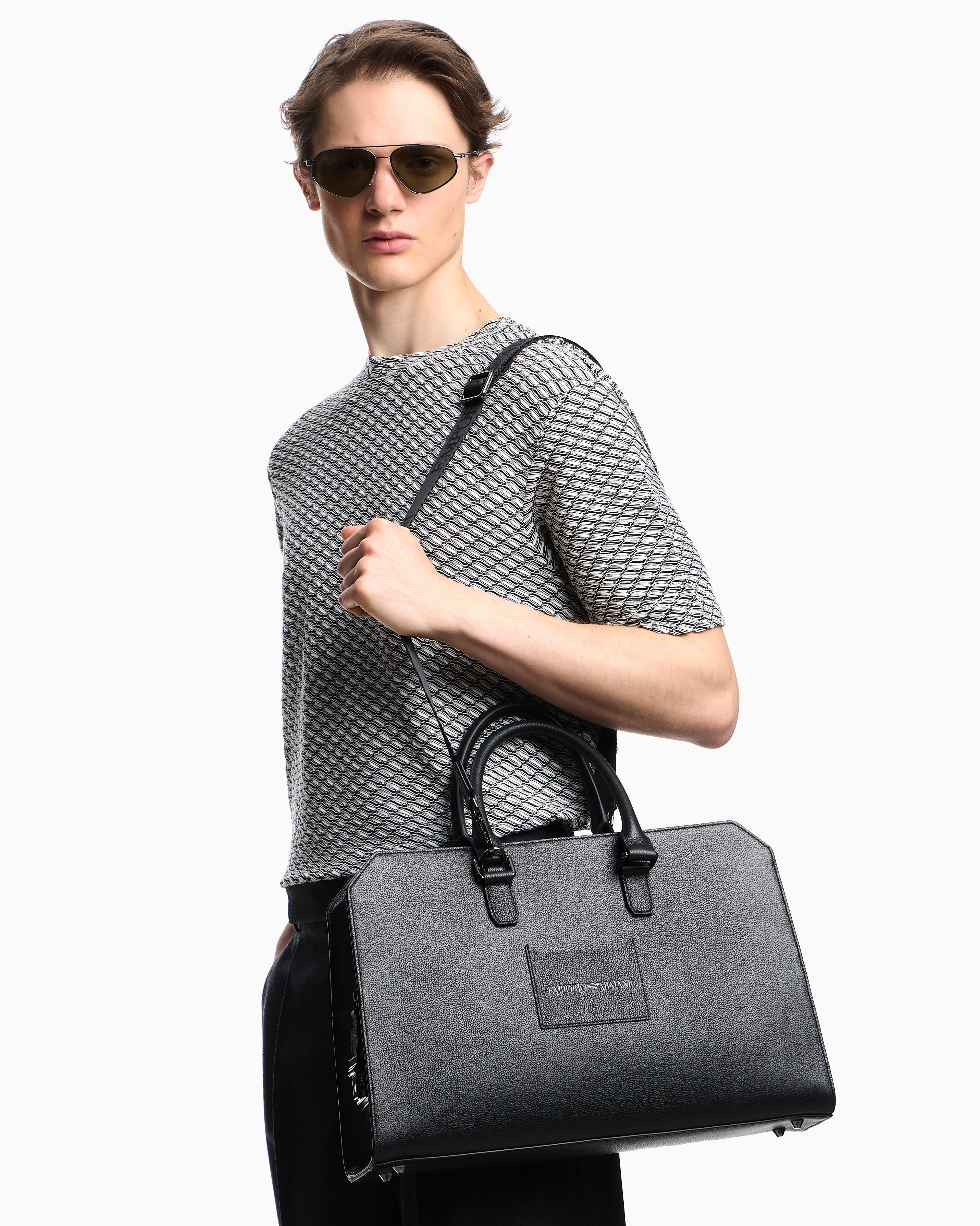 未使用級 現行 EMPORIO ARMANI ビジネスバッグ タンブルレザー EMPORIO ARMANI ビジネスバッグ 「エンポリオ アルマーニ