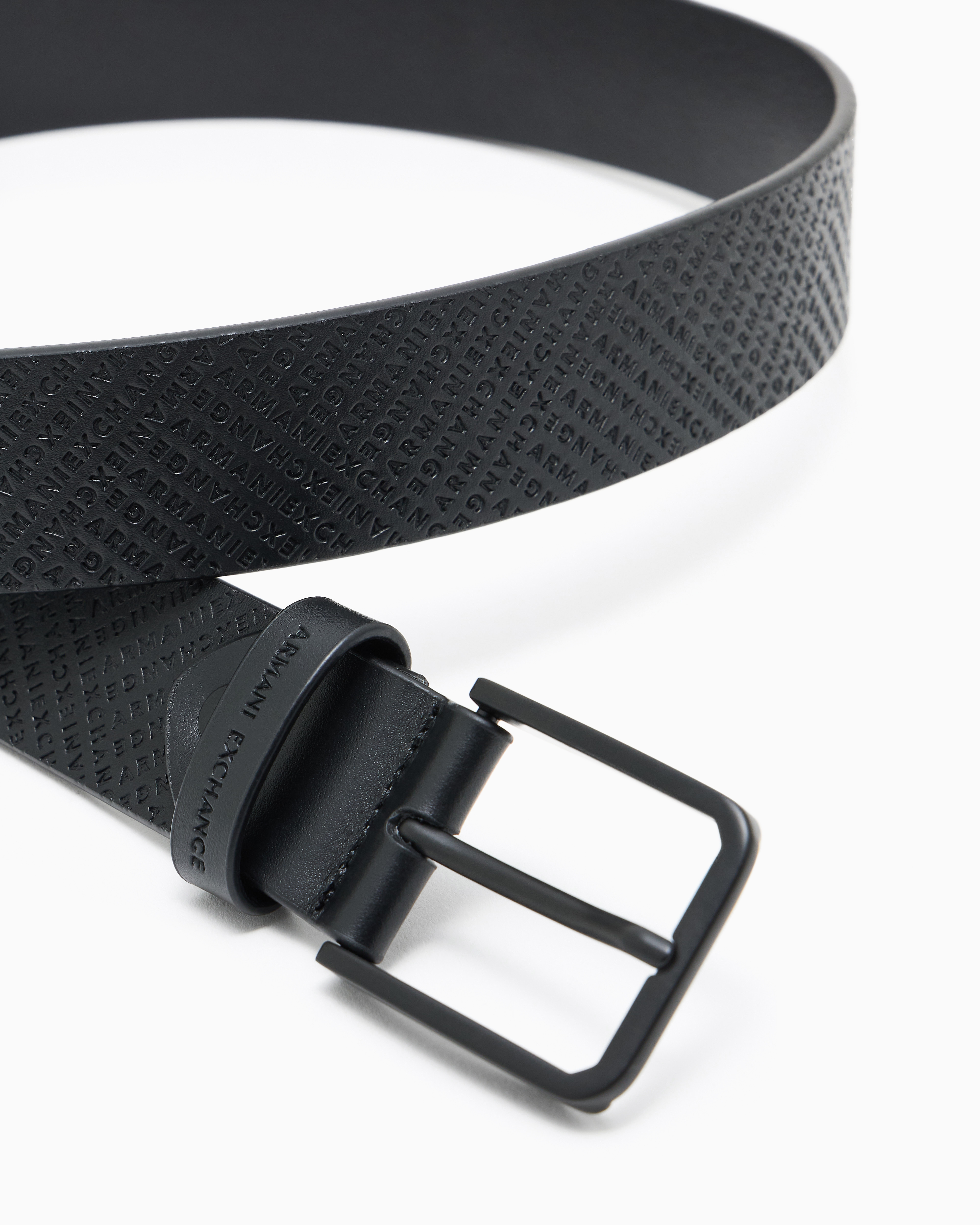 Armani Exchange - Perforated leather belt, Man, Black, Size: TU