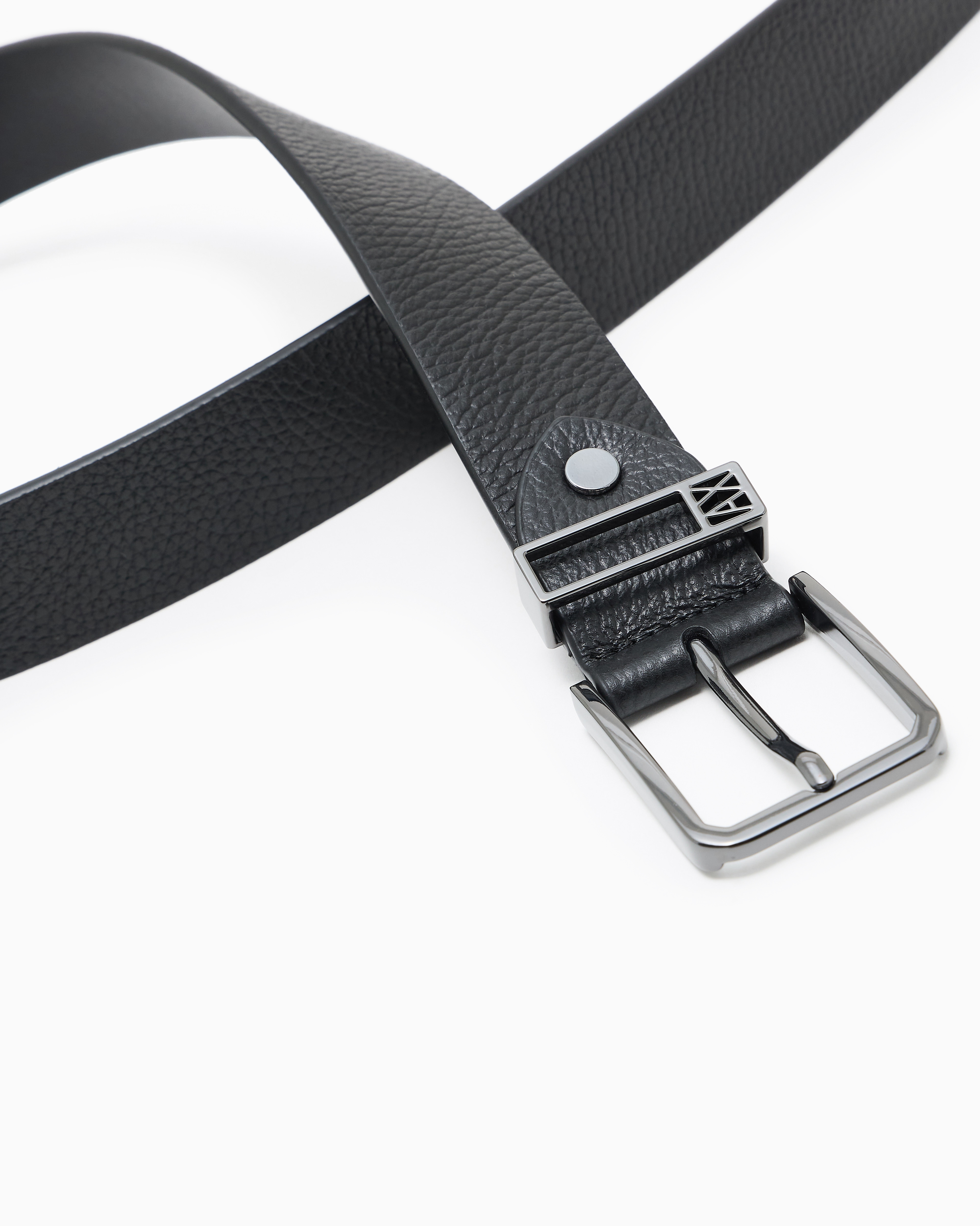 Armani Exchange - Leather belt, Man, Black, Size: TU