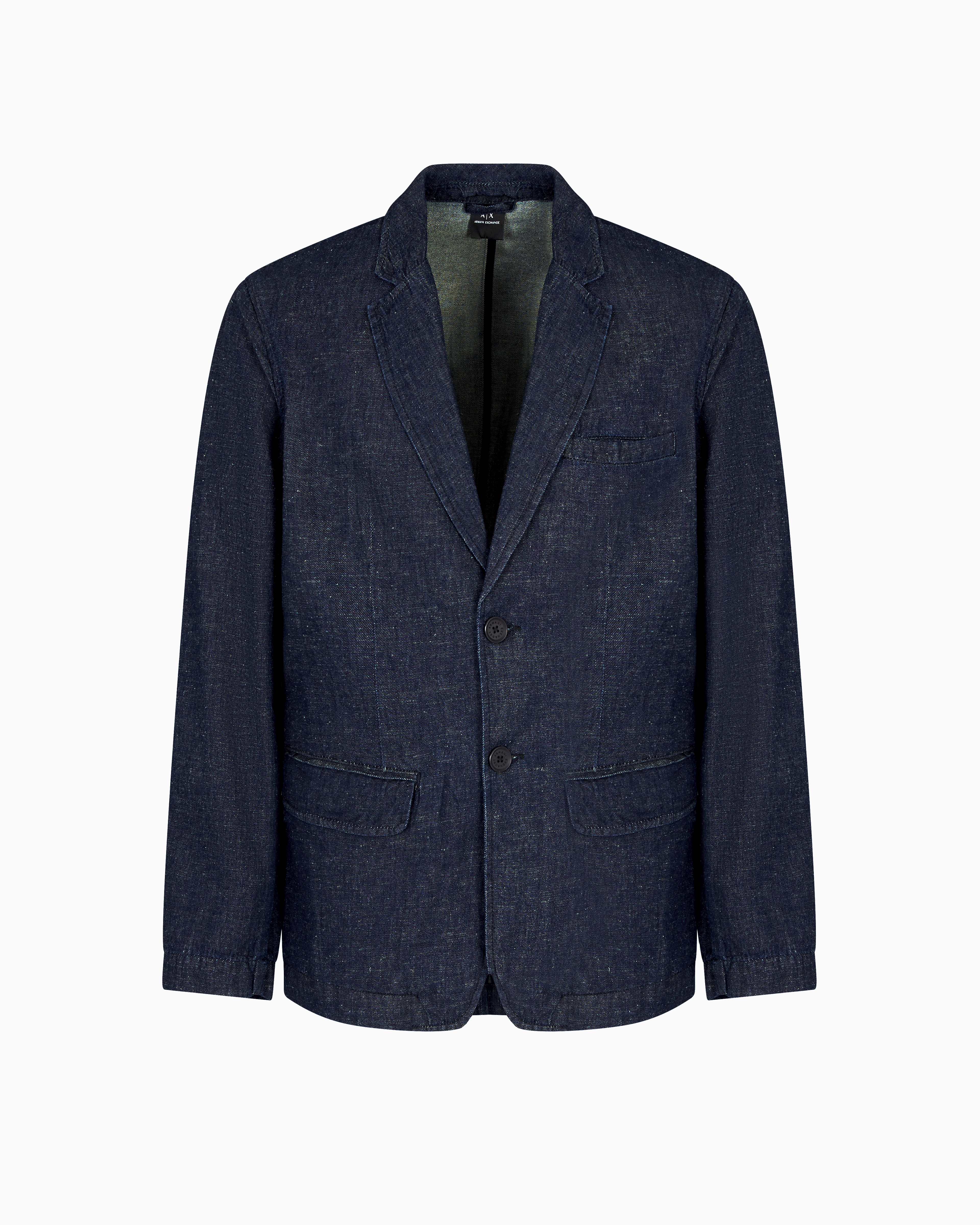 Armani Exchange - Single-breasted jacket cotton and linen, Man, Blue, Size: