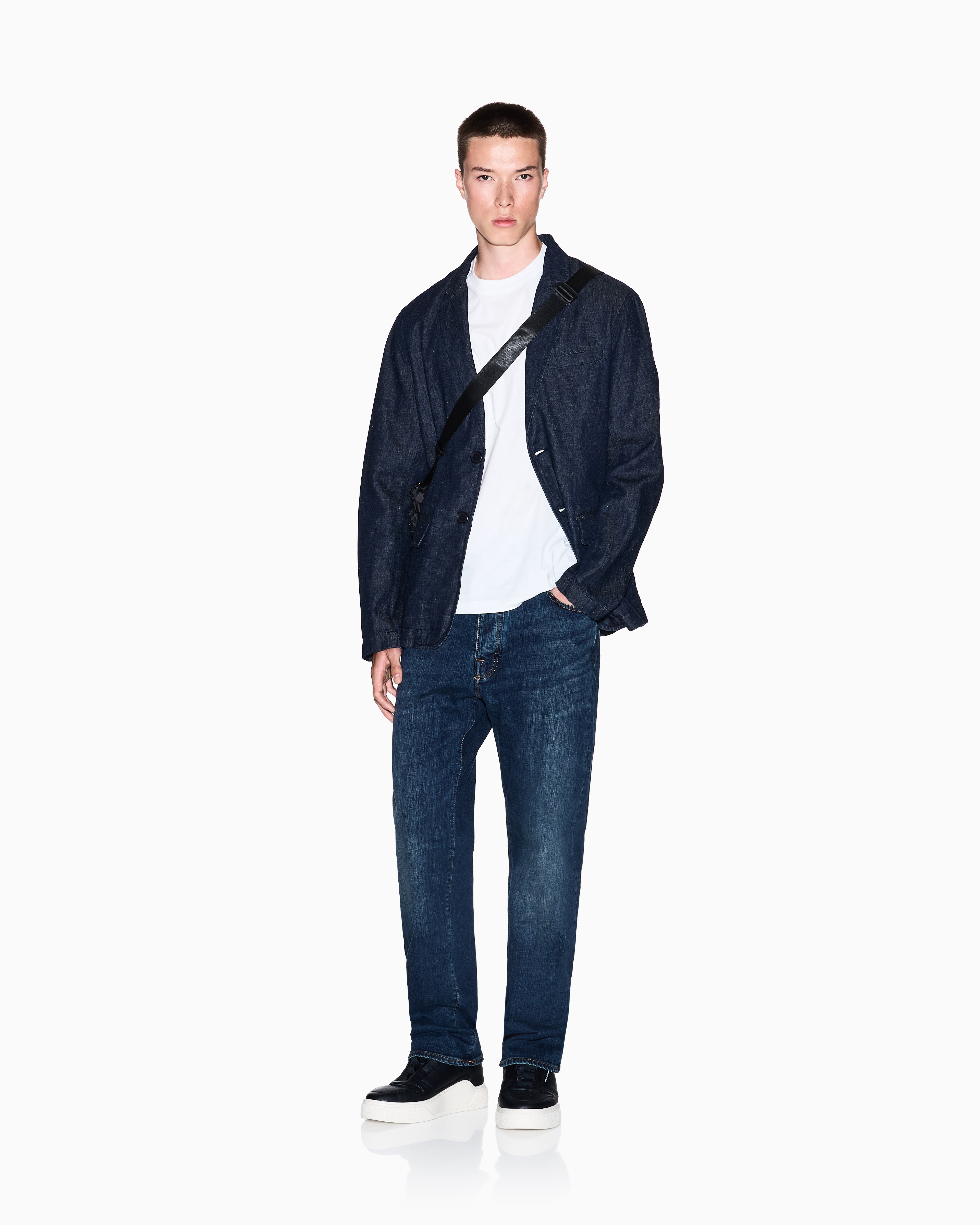 Armani Exchange - Single-breasted jacket cotton and linen, Man, Blue, Size: