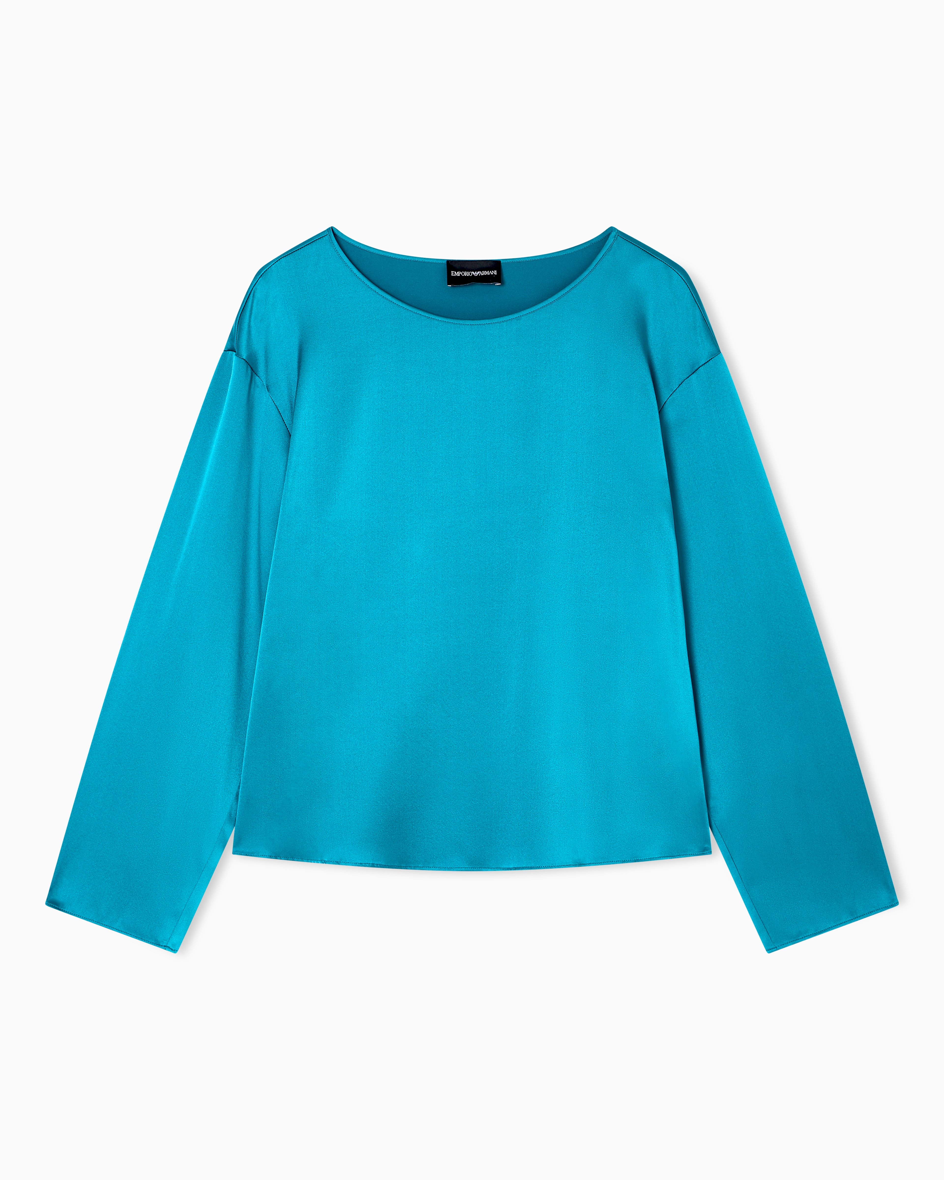 Emporio Armani - Silk satin blouse , Woman, Light Blue, Size: