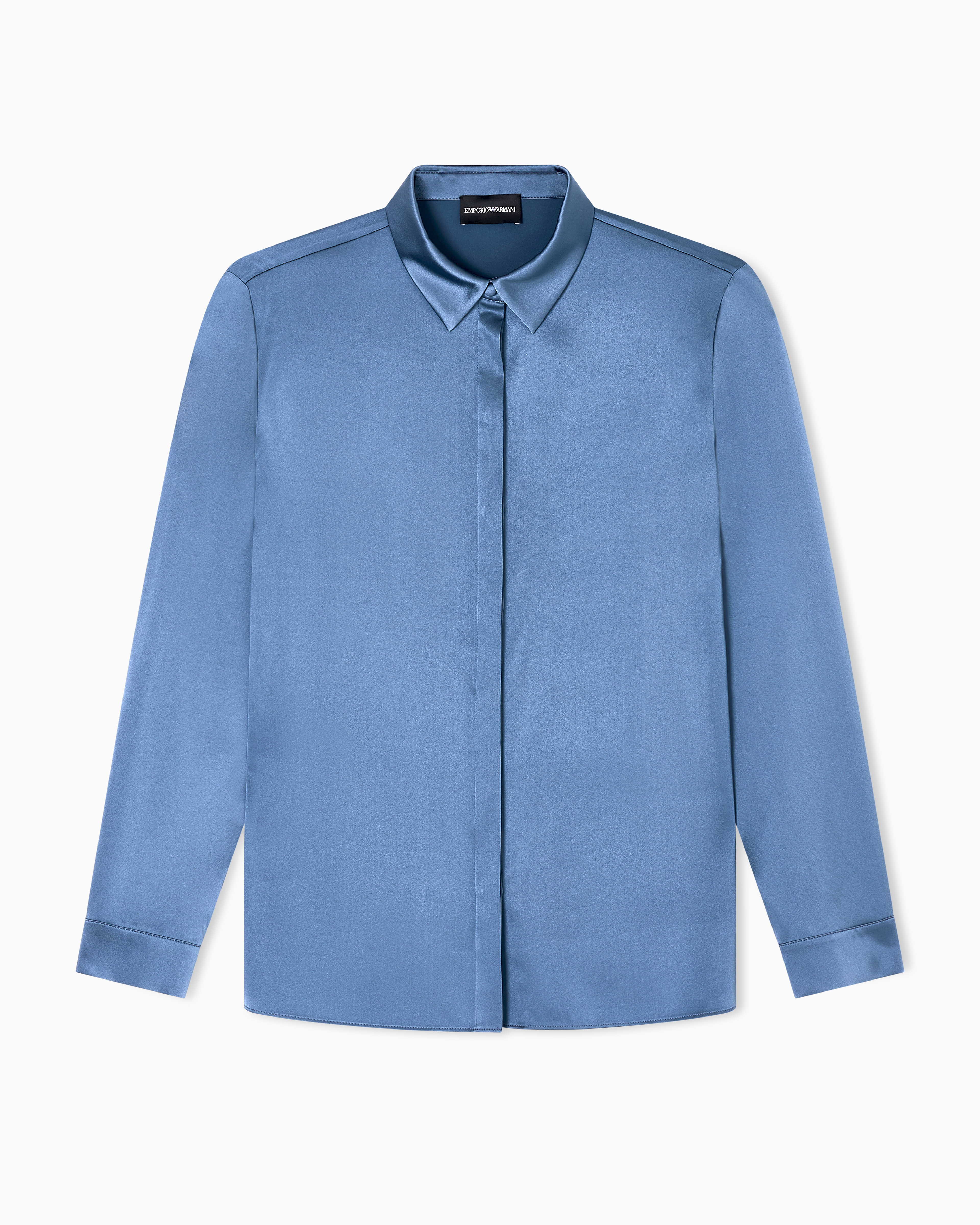 Emporio Armani - Silk satin shirt, Woman, Light Blue, Size: