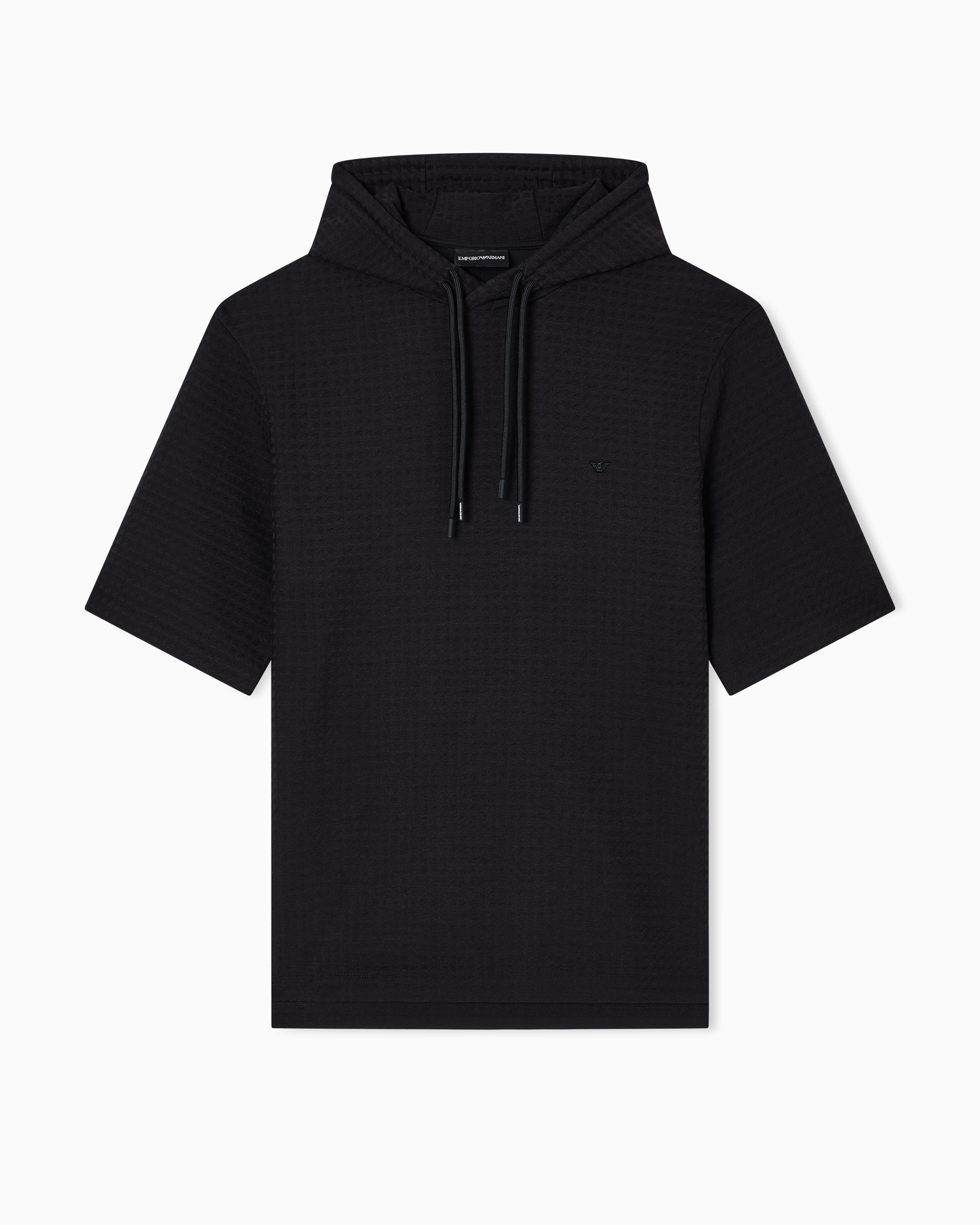 Emporio Armani - ASV Lyocell-blend jacquard jersey hooded sweatshirt, Man, Black, Size: