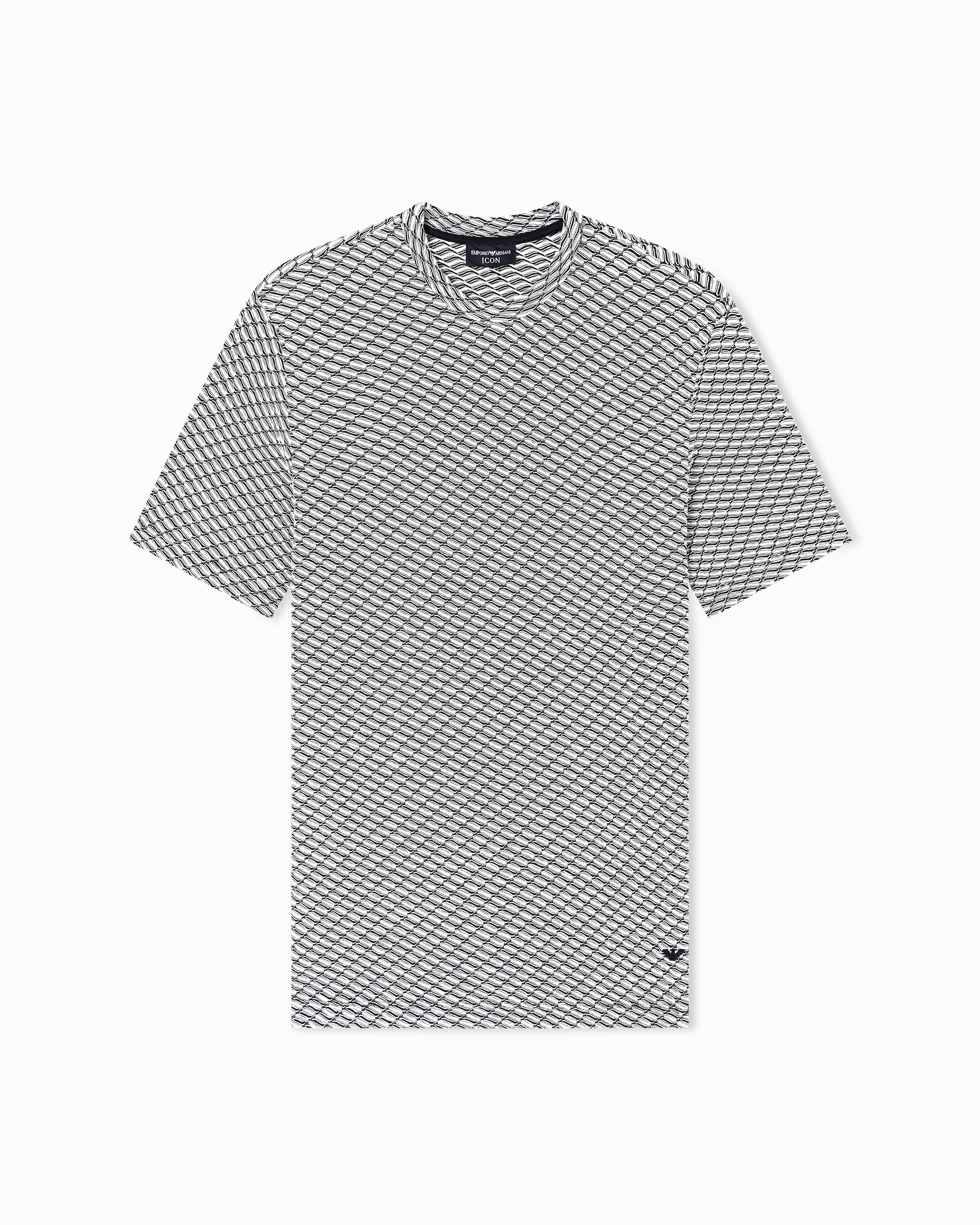Emporio Armani - Icon viscose-blend jacquard jersey jumper with op-art motif, Man, Grey, Size: