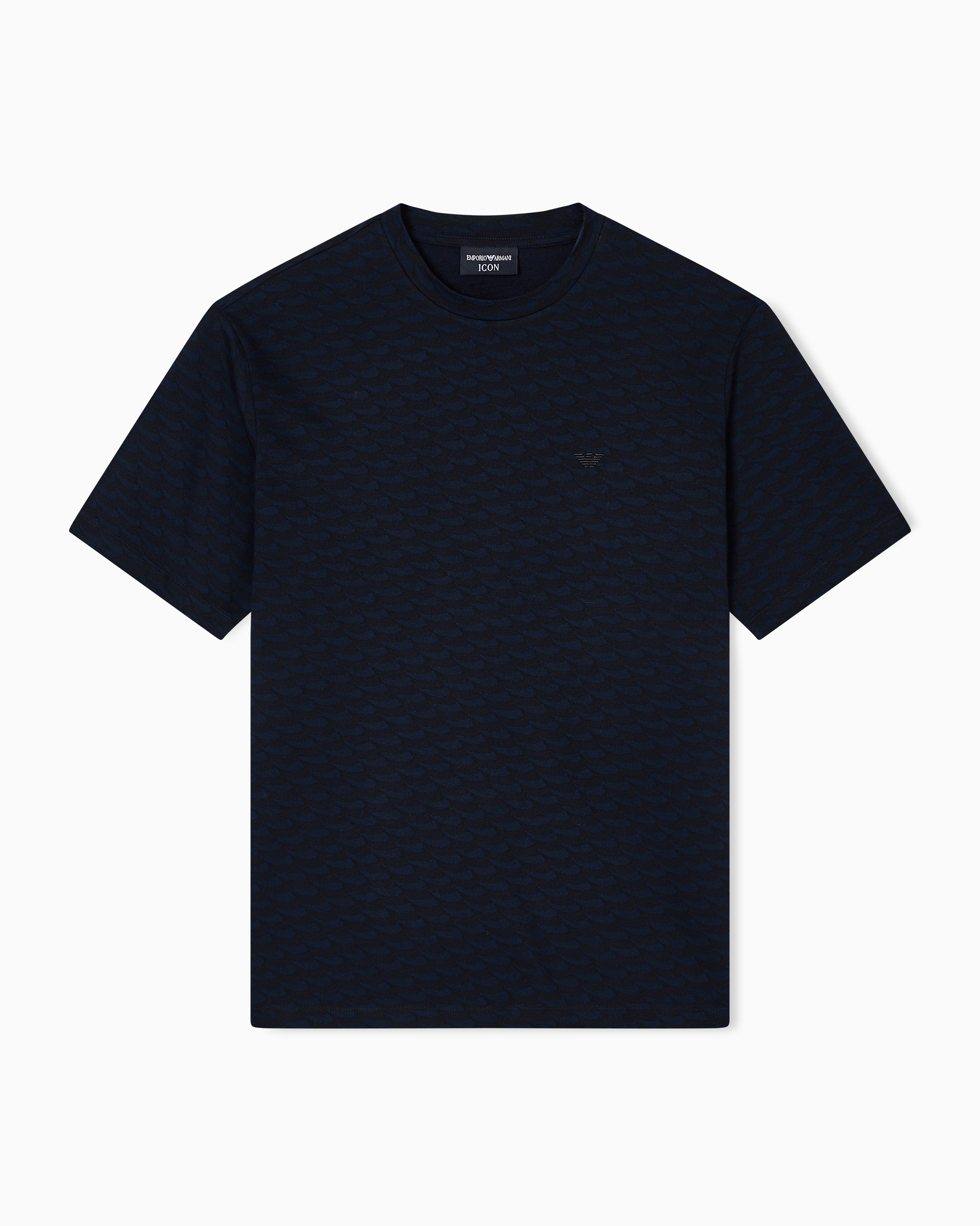 Emporio Armani - ASV Icon jacquard jersey jumper with op-art motif, Man, Blue, Size: