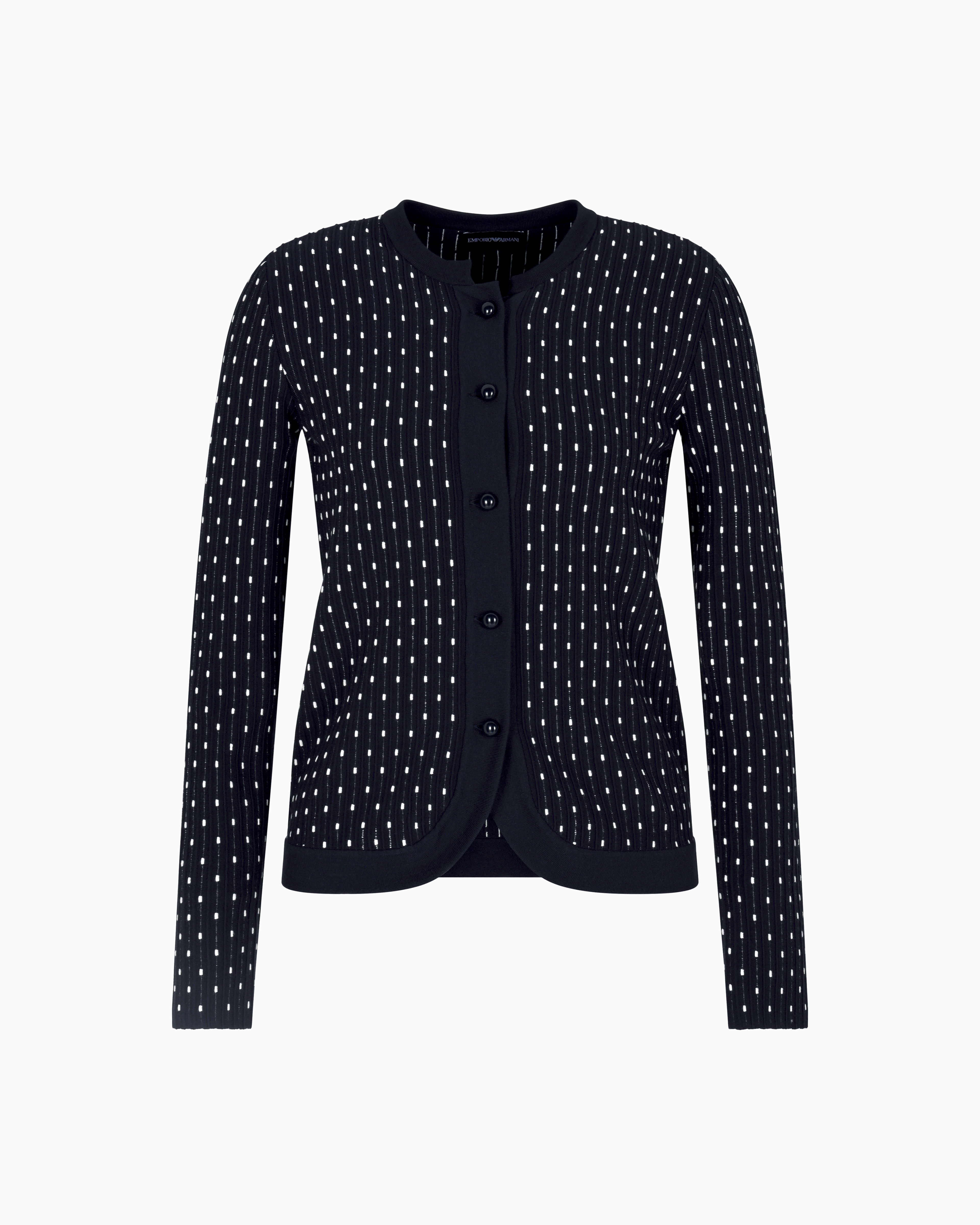 Emporio Armani - Polka-dot viscose-jacquard plain-knit cardigan, Woman, Blue, Size: