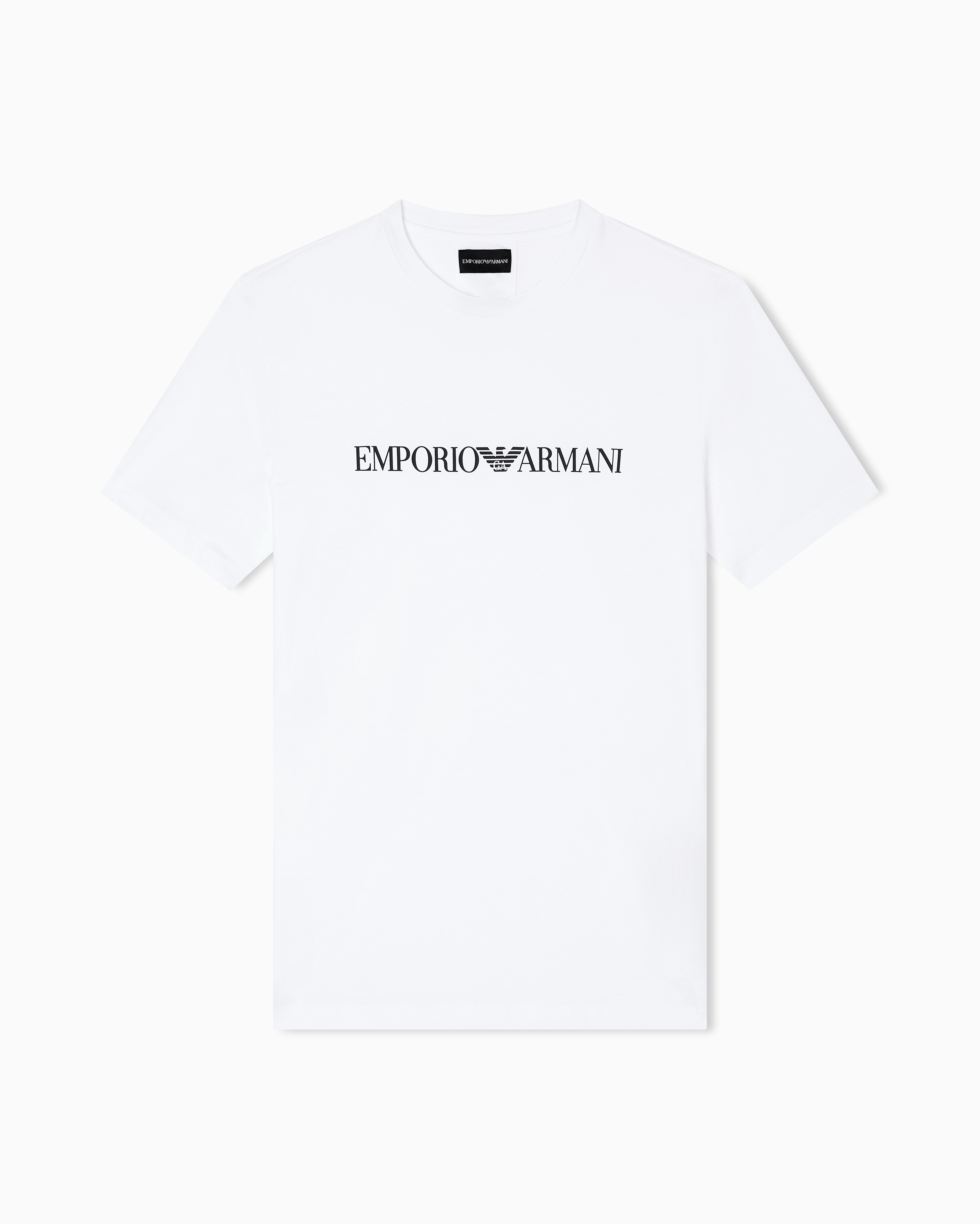 Emporio Armani Men's White Pima-Jersey T-Shirt With Logo Print