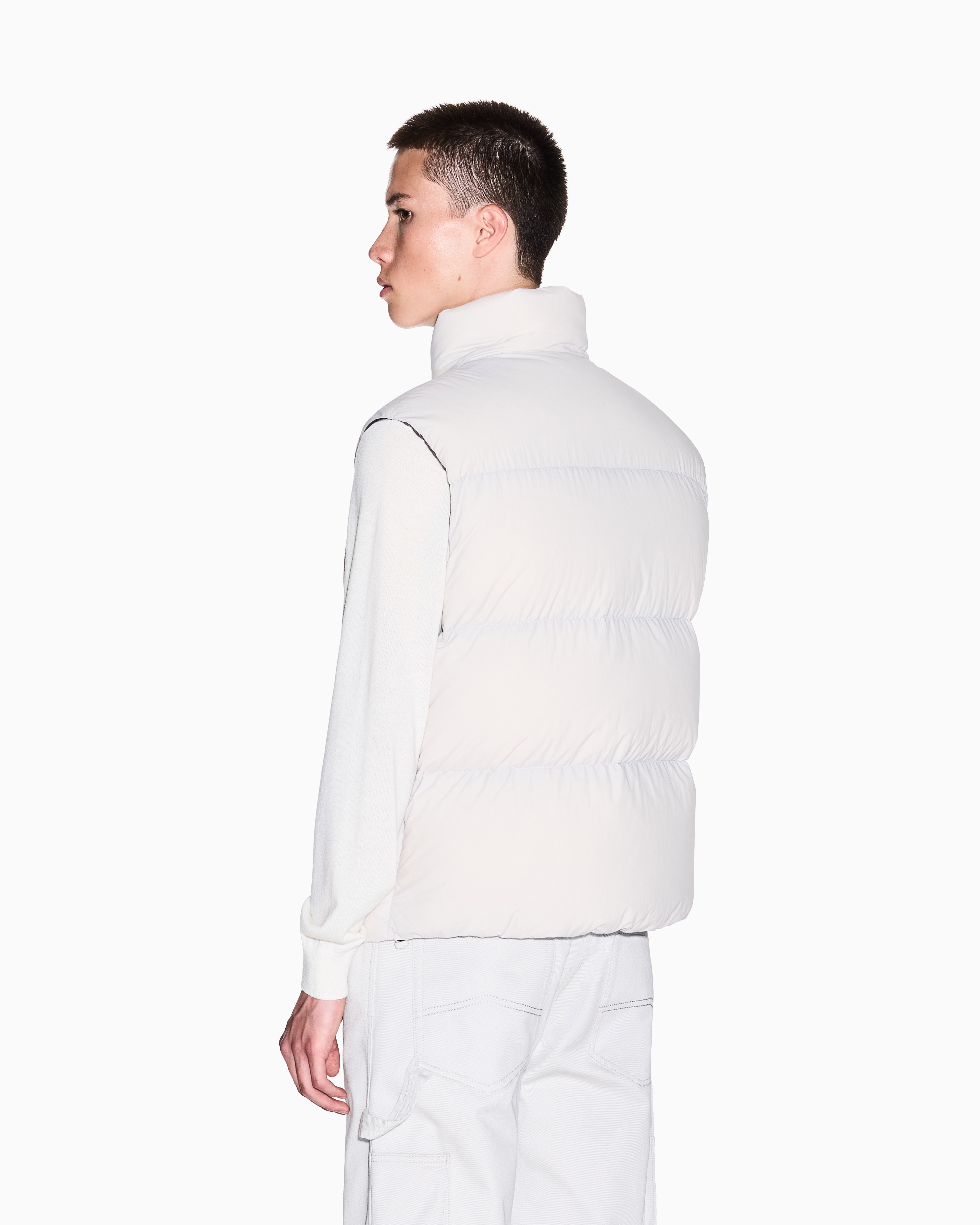 Armani Exchange - Full zip sleeveless down jacket, Man, White, Size: