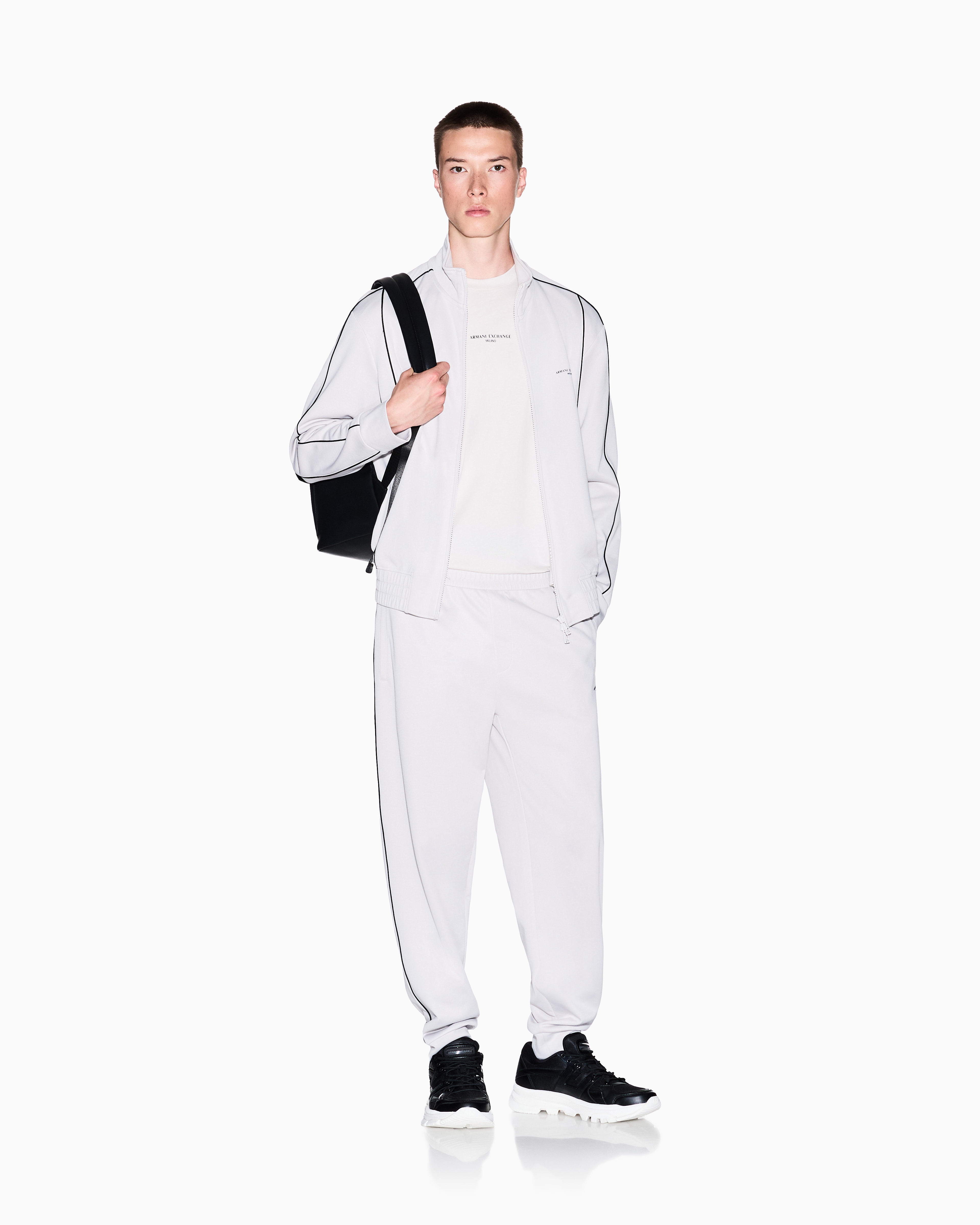 Armani Exchange - Full-zip sweatshirt with contrasting piping, Man, White, Size: