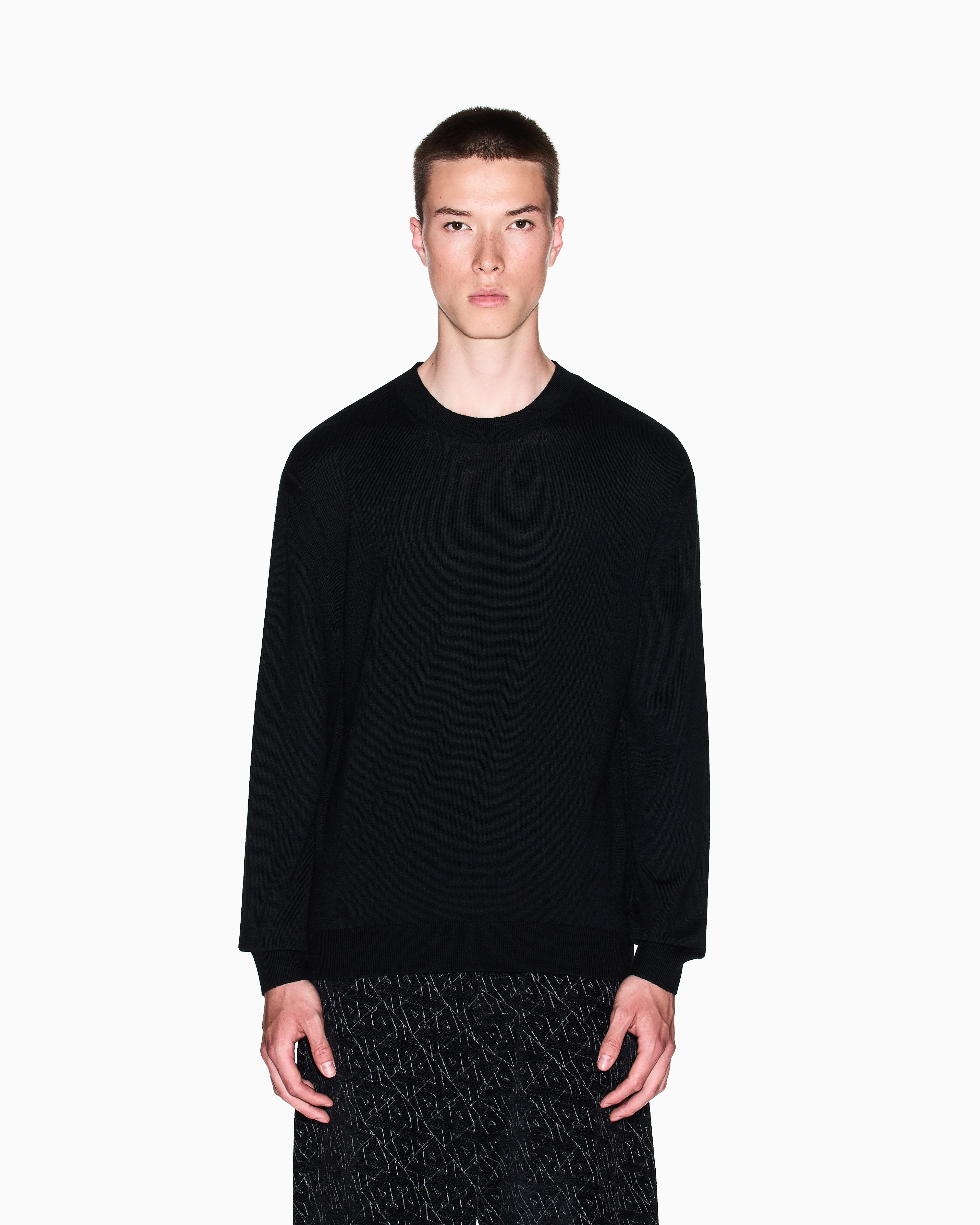 Wool blend crew neck sweater