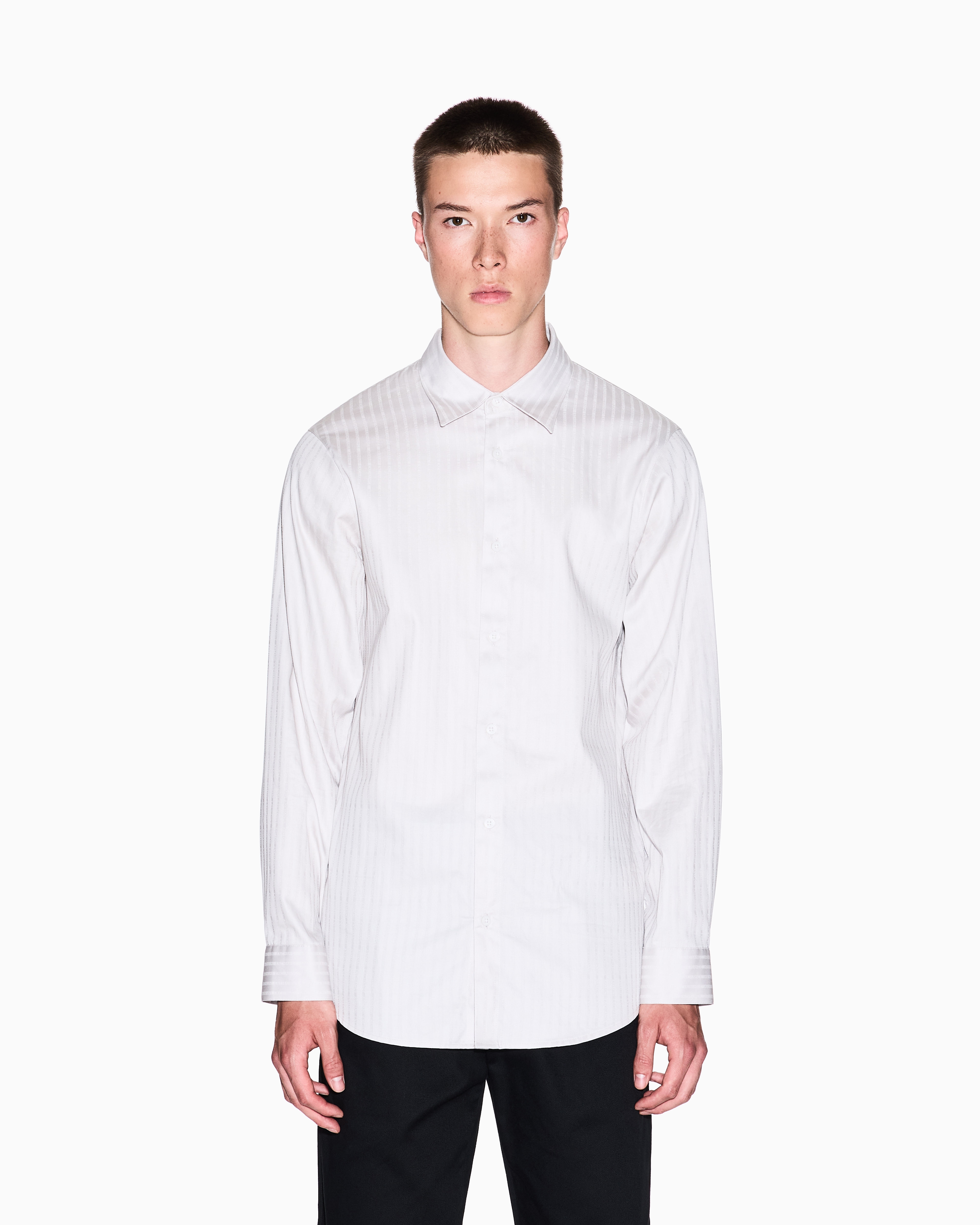 Armani Exchange - Regular fit jacquard cotton shirt, Man, Beige, Size: