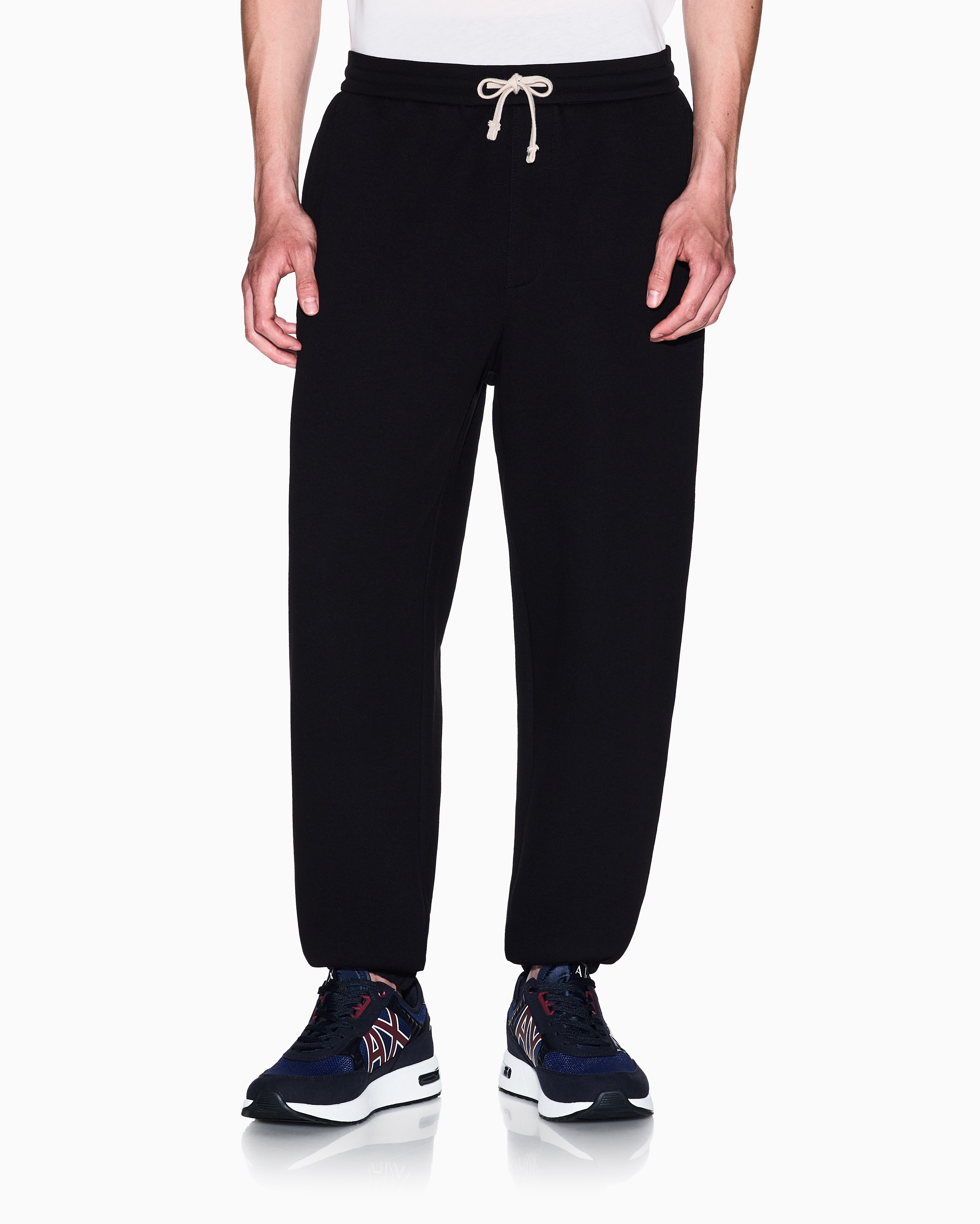 Armani Exchange - Cotton blend pique trousers, Man, Black, Size: