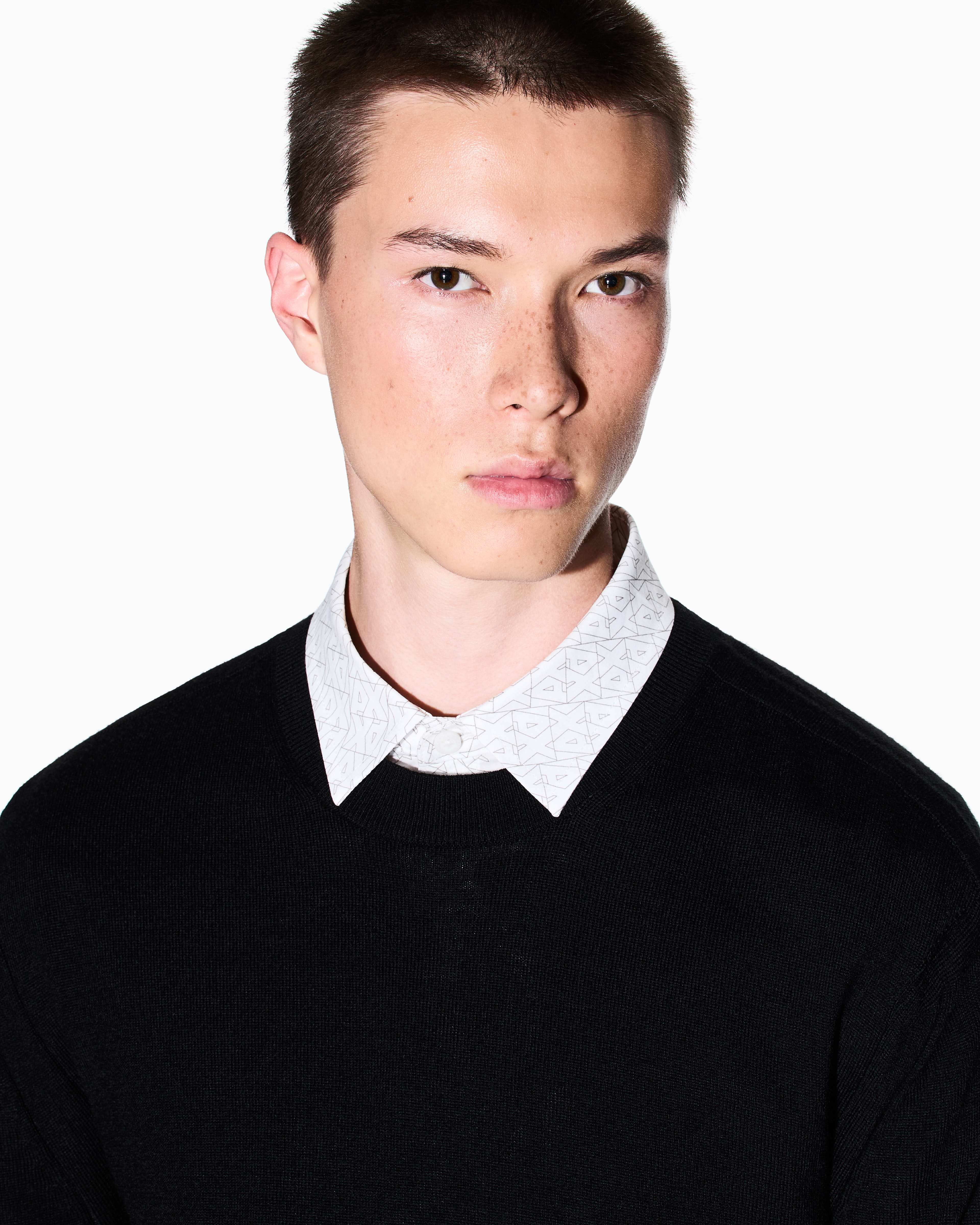 Armani Exchange - Wool blend crew neck sweater, Man, Black, Size: