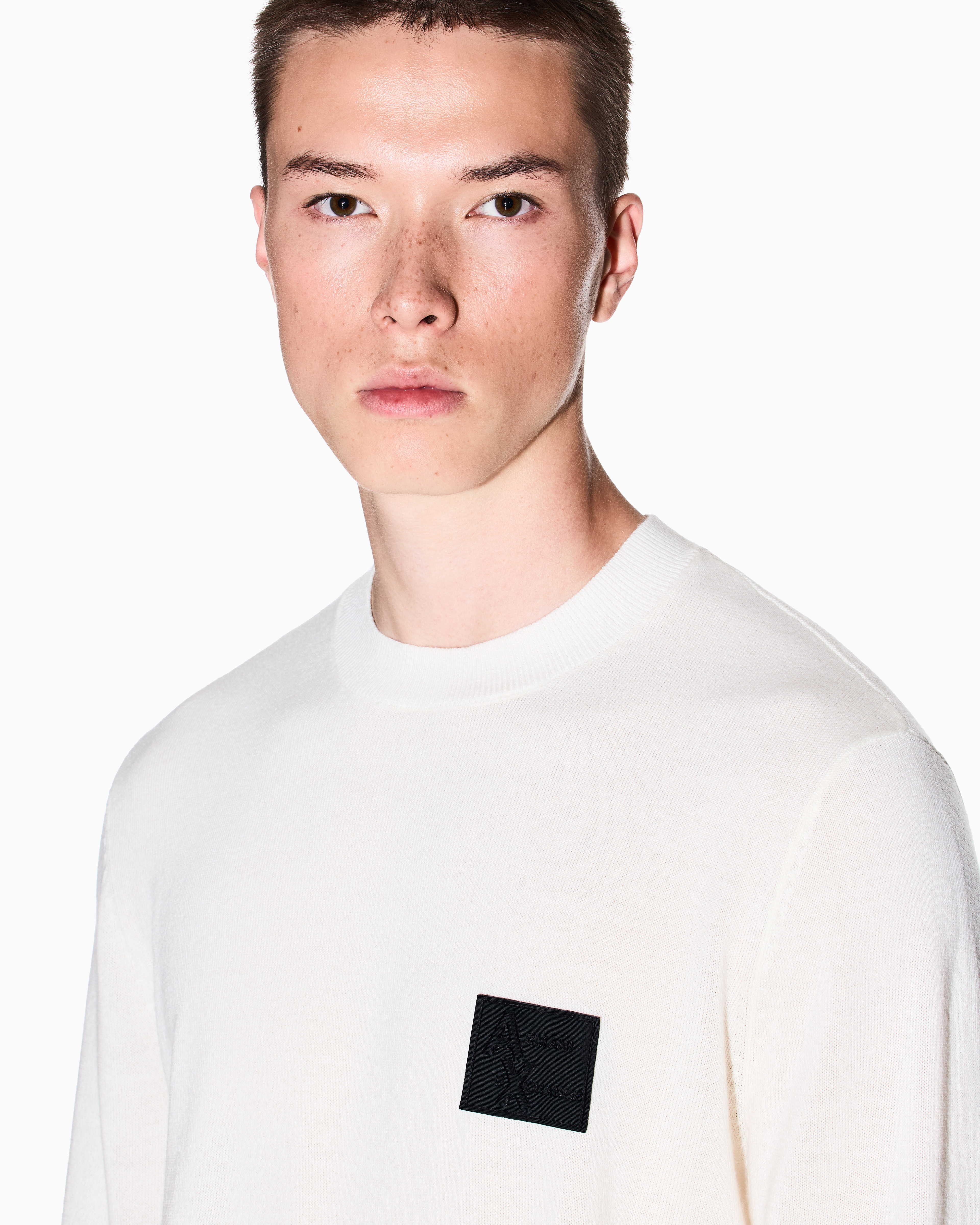 Armani Exchange - Crew neck sweater with patch, Man, White, Size: