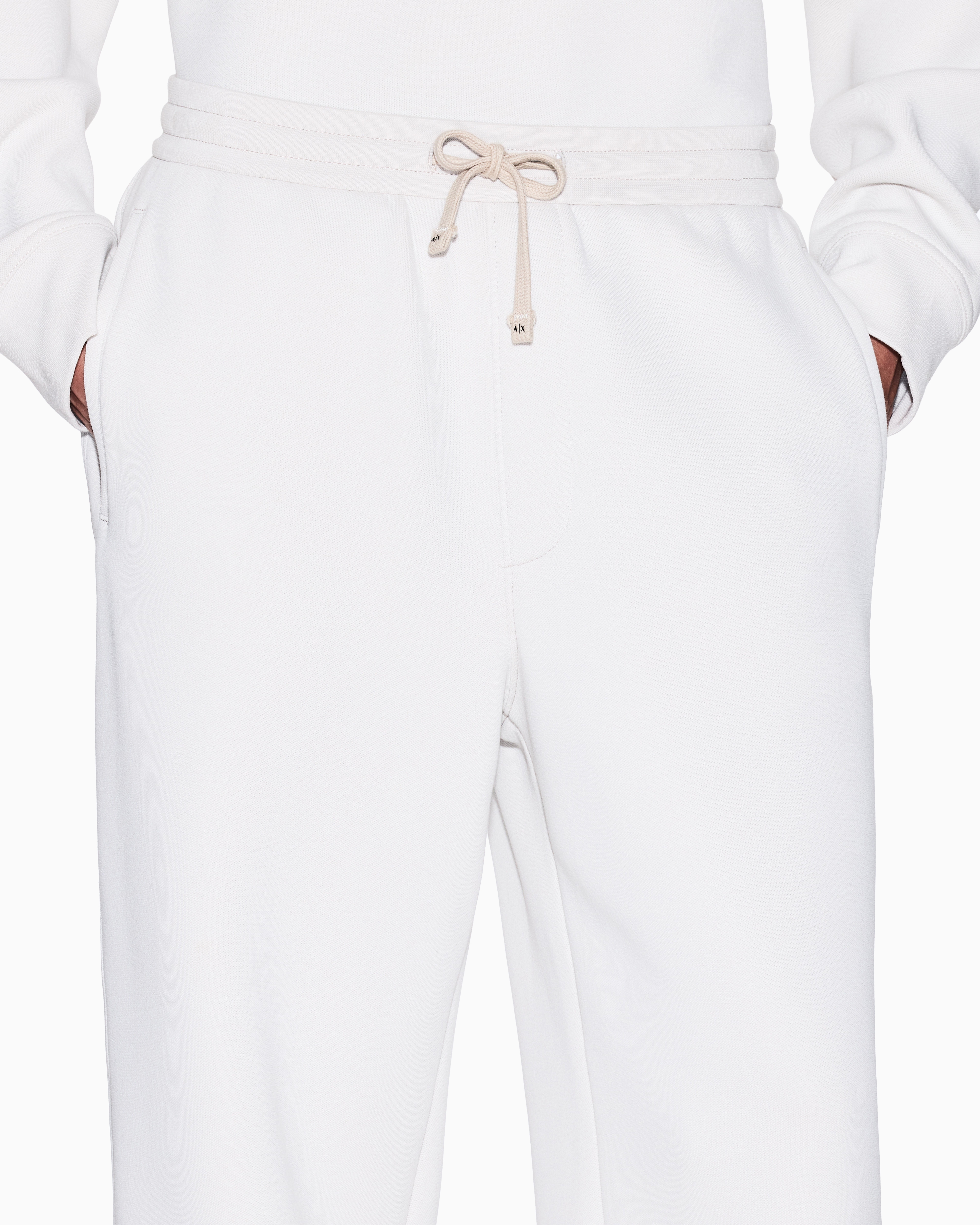 Armani Exchange - Cotton blend pique trousers, Man, White, Size: