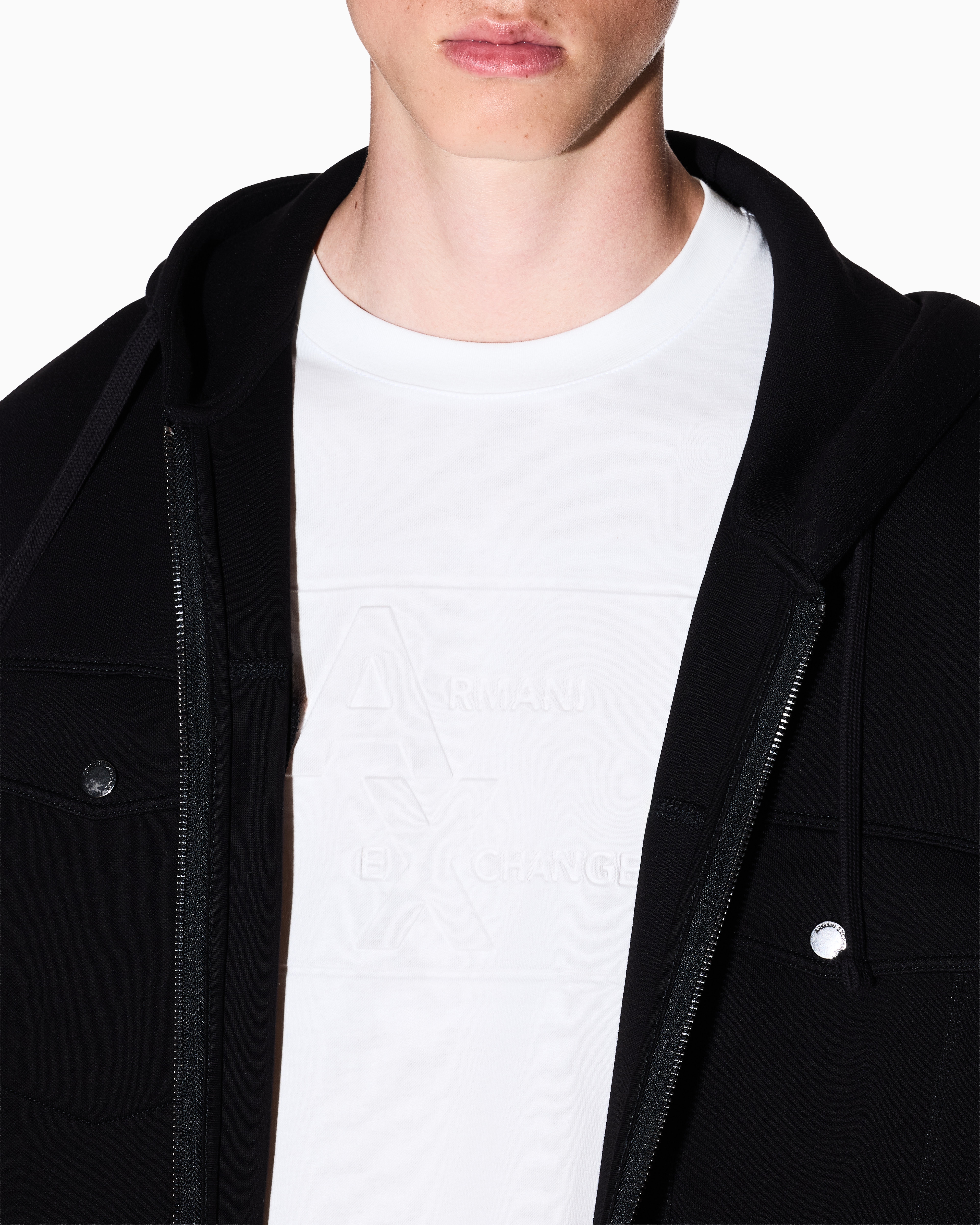 Armani Exchange - Regular fit T-shirt with embossed logo, Man, White, Size: