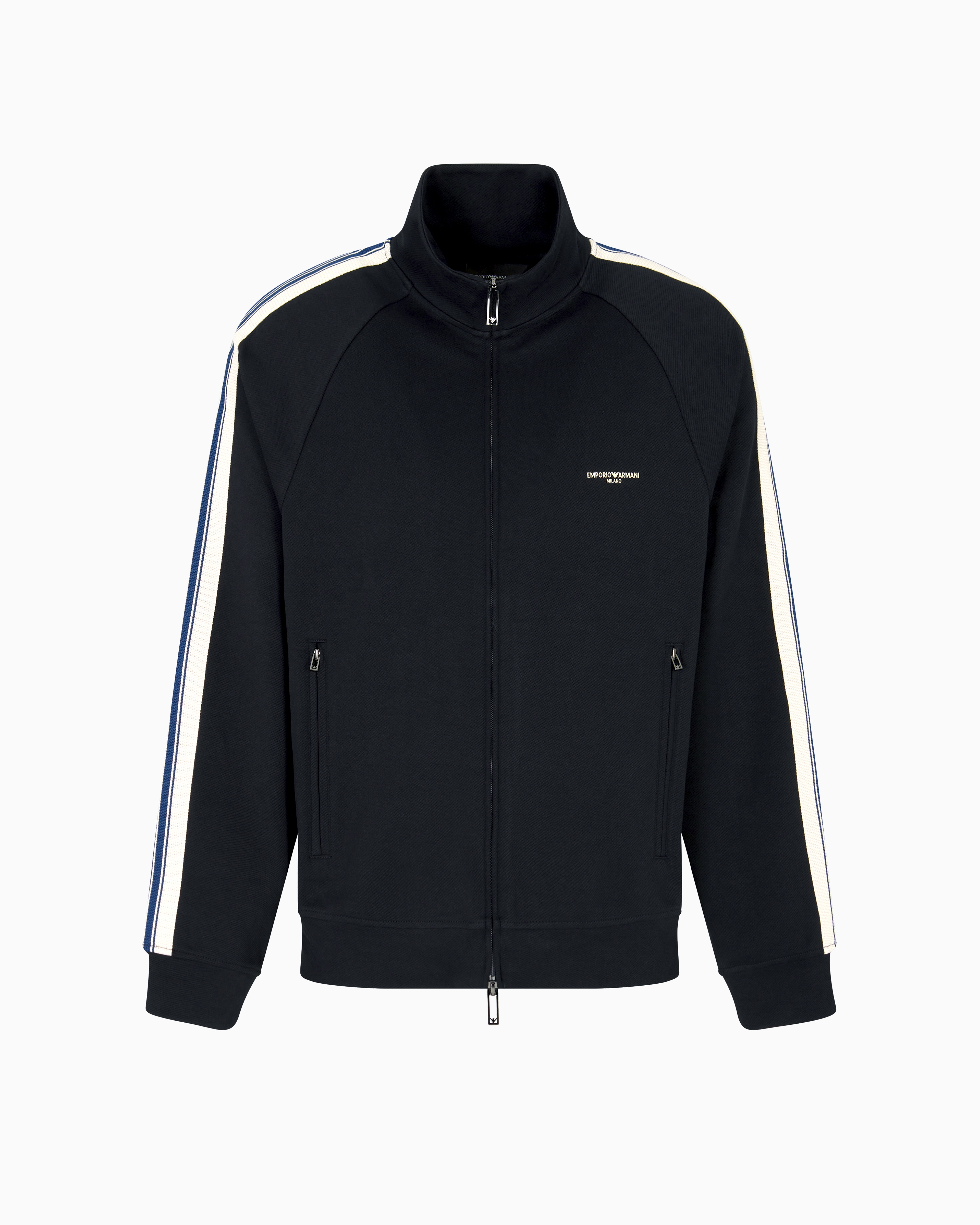 Emporio Armani - ASV full-zip sweatshirt jersey with contrasting bands, Man, Navy Blue, Size:
