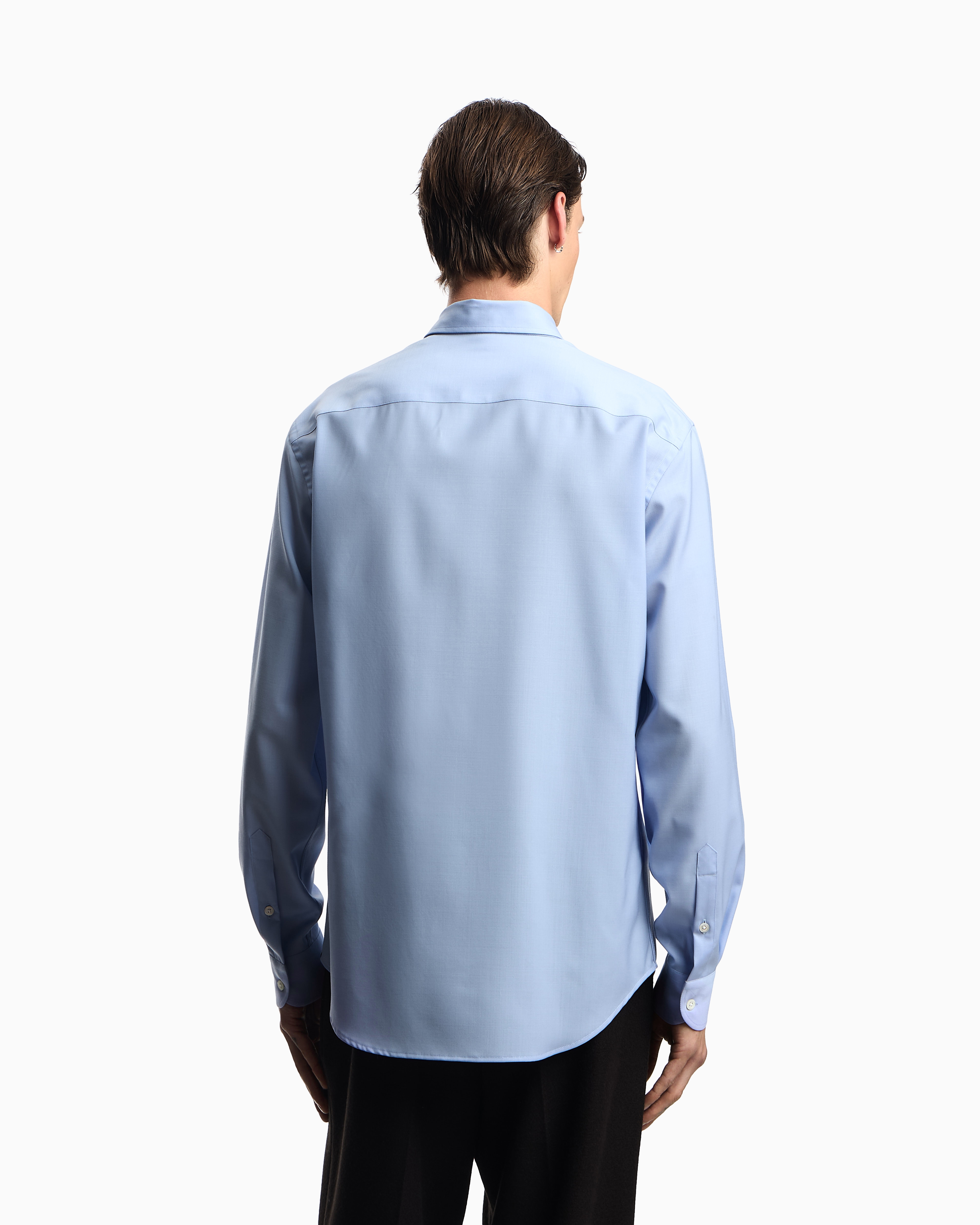 Emporio Armani - Icon shirt tropical Light wool canvas, Man, Blue, Size: